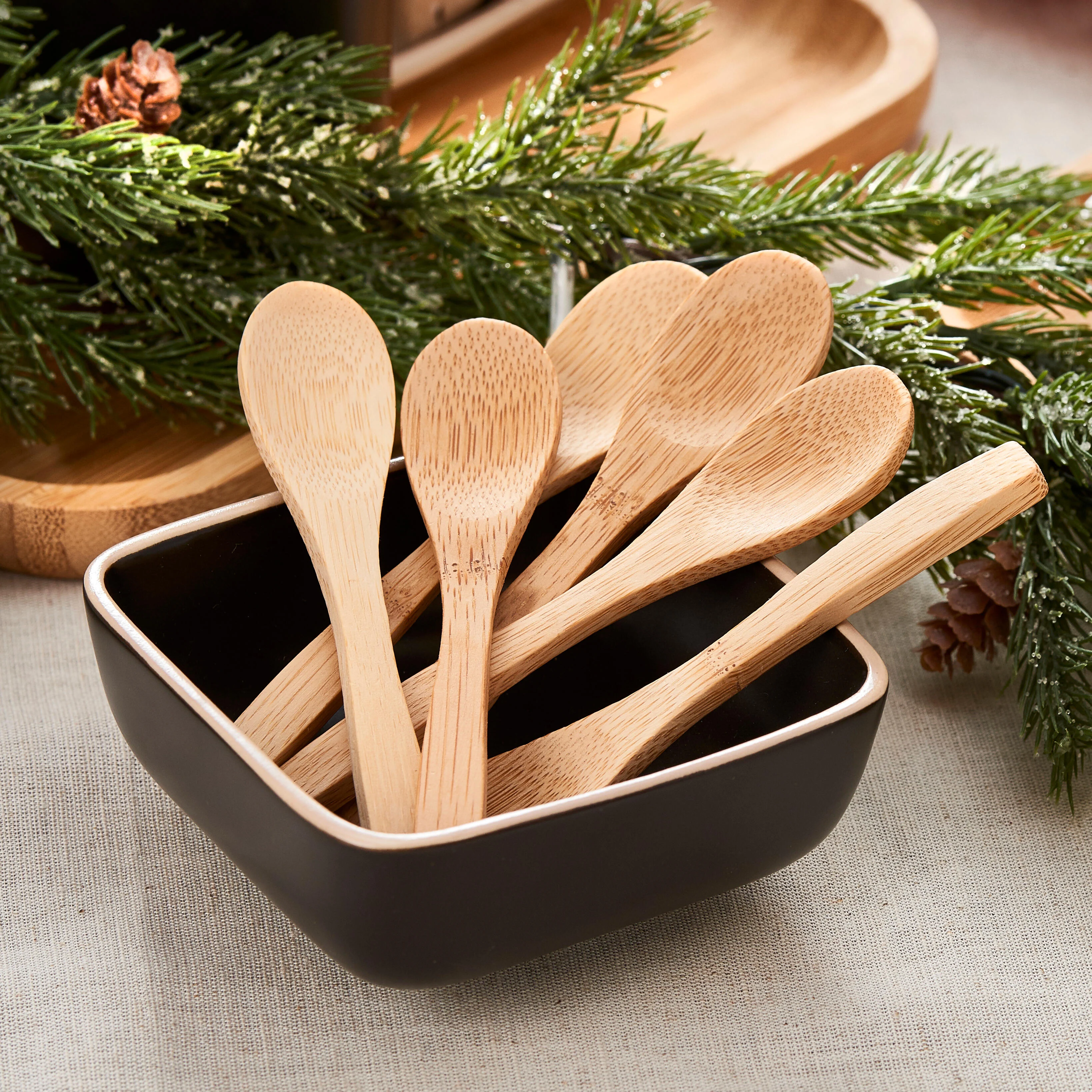 BAMBOO Lepeltjes set van 6 naturelL 12 cm
