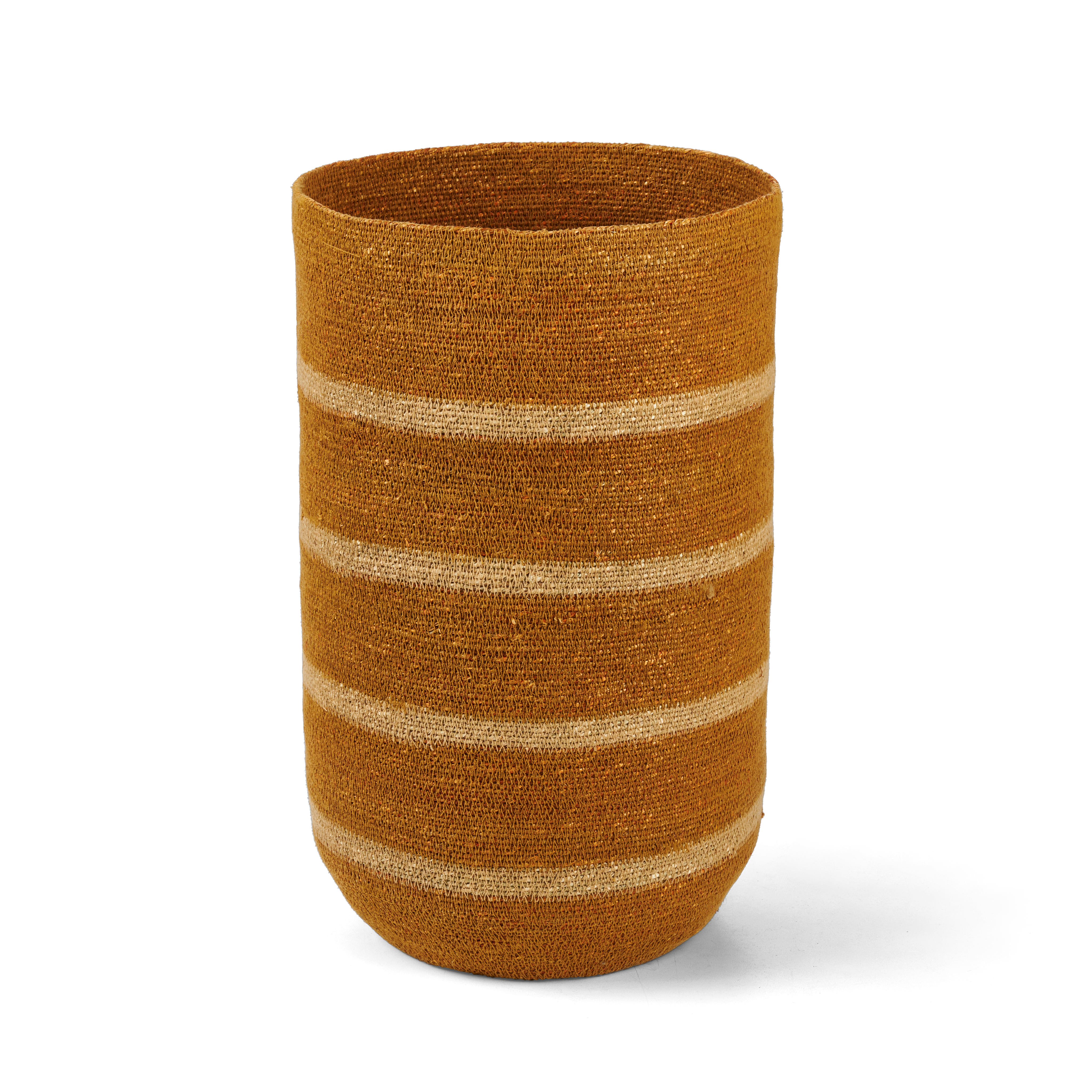 MARTHE Mand M met deksel naturel, okerH 51 cm - Ø 32 cm