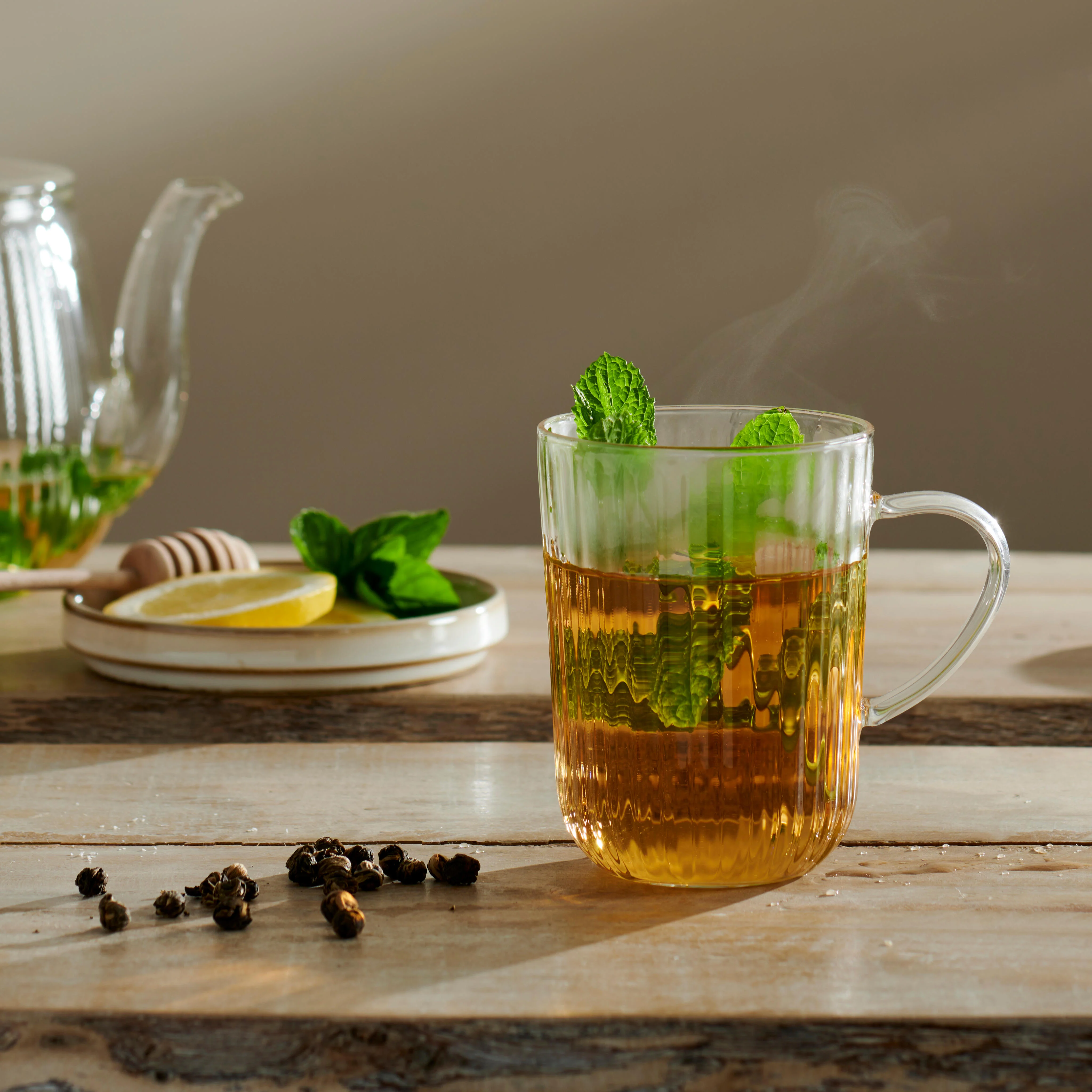 PAUSA Theeglas met oor 45 CL transparant - set van 6 H 10,5 cm - Ø 8,3 cm
