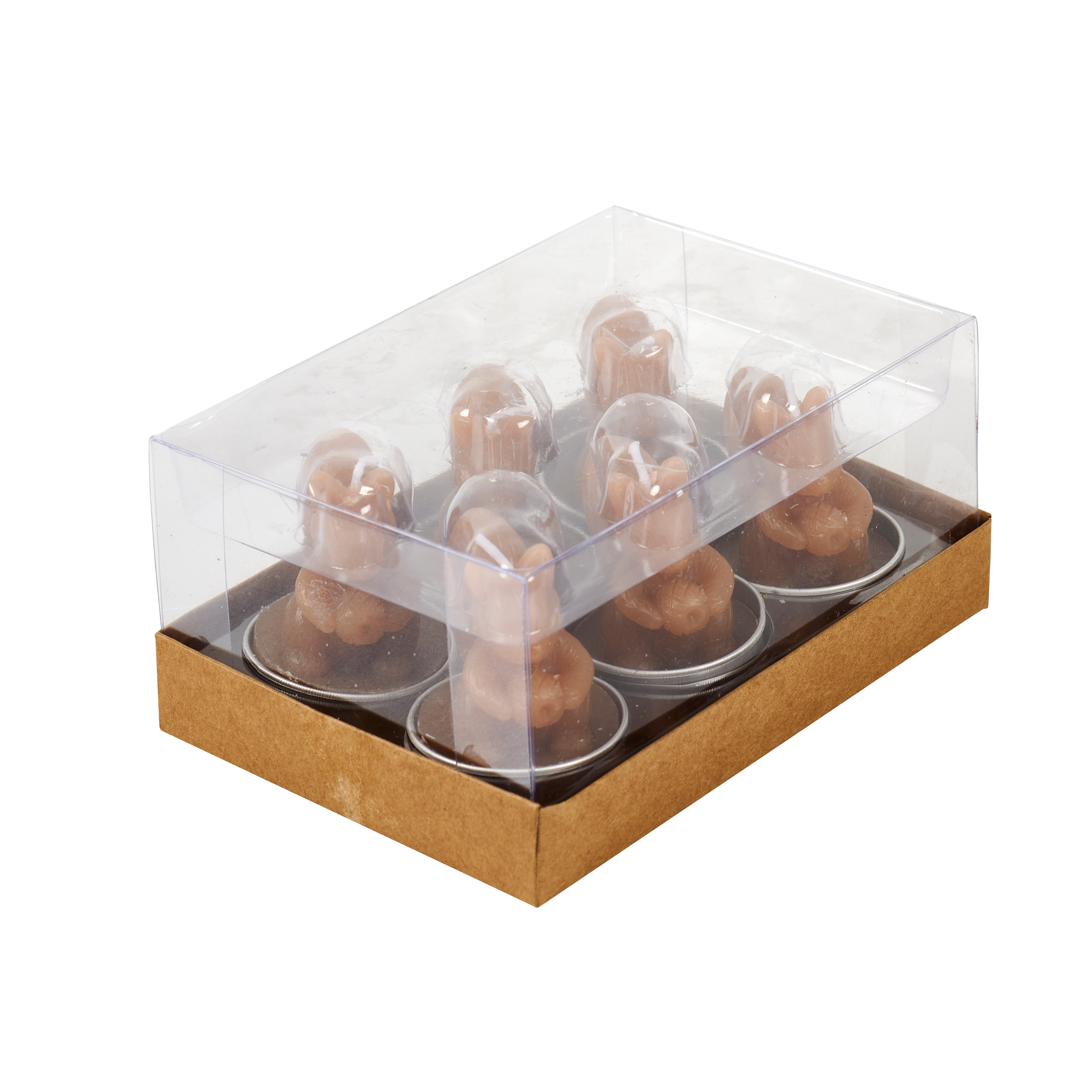 SQUIRREL Theelichten set van 6 bruinH 5 cm - Ø 3,5 cm