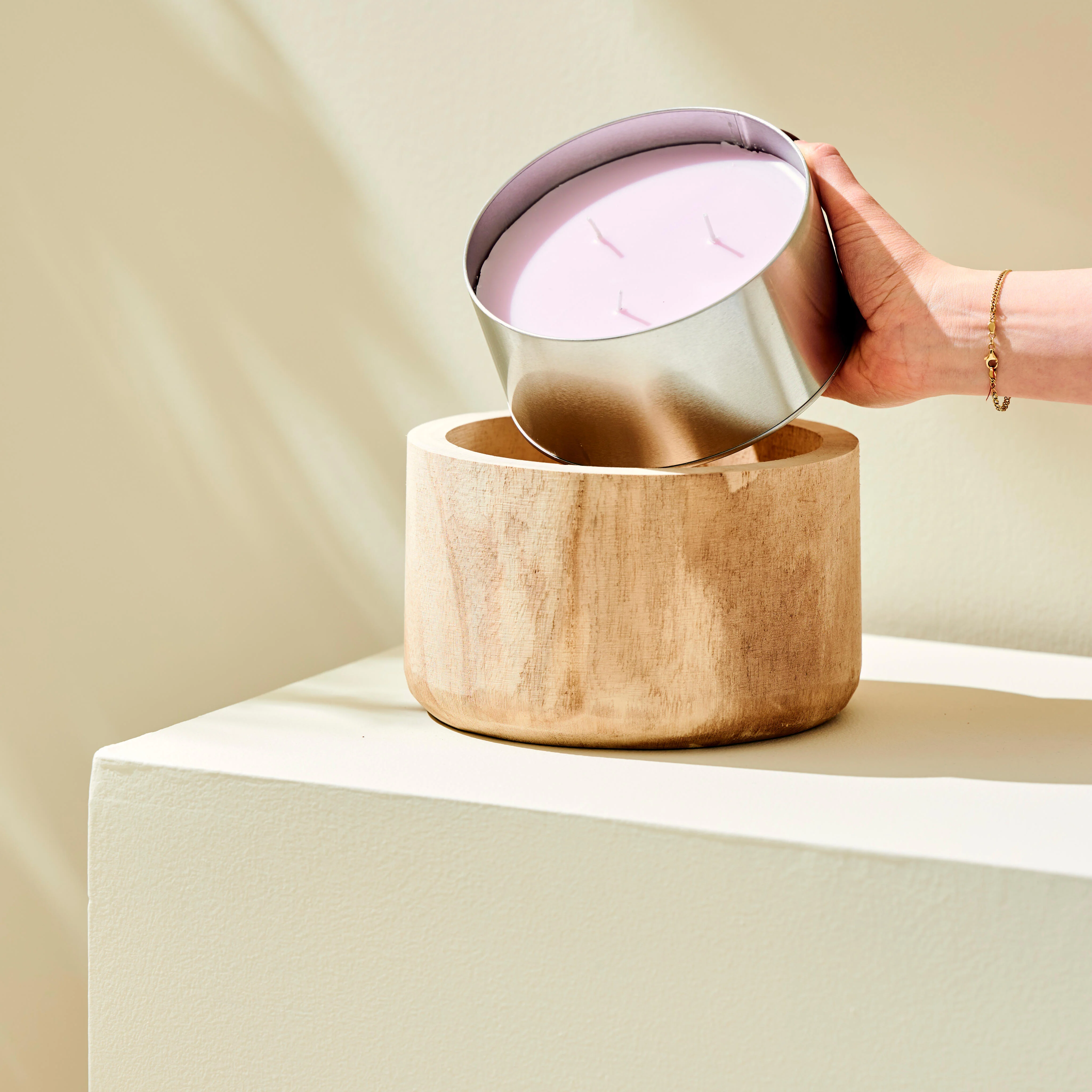 WOOD Navulling tuinkaars paarsH 7,5 cm - Ø 15 cm - CASA