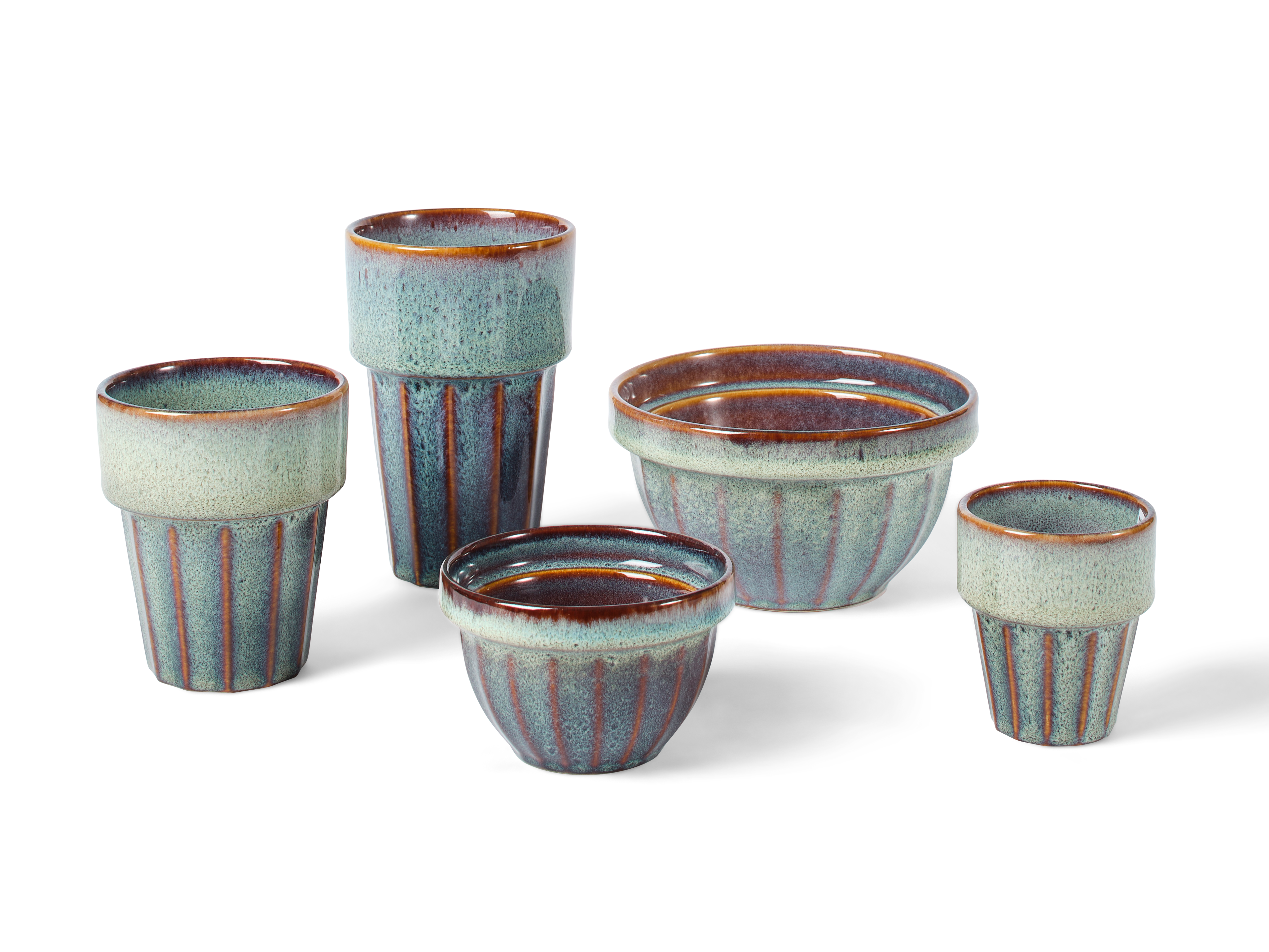 BLEND BLUE Bowl 17,5 CL blauw - set van 4 H 6 cm - Ø 9 cm