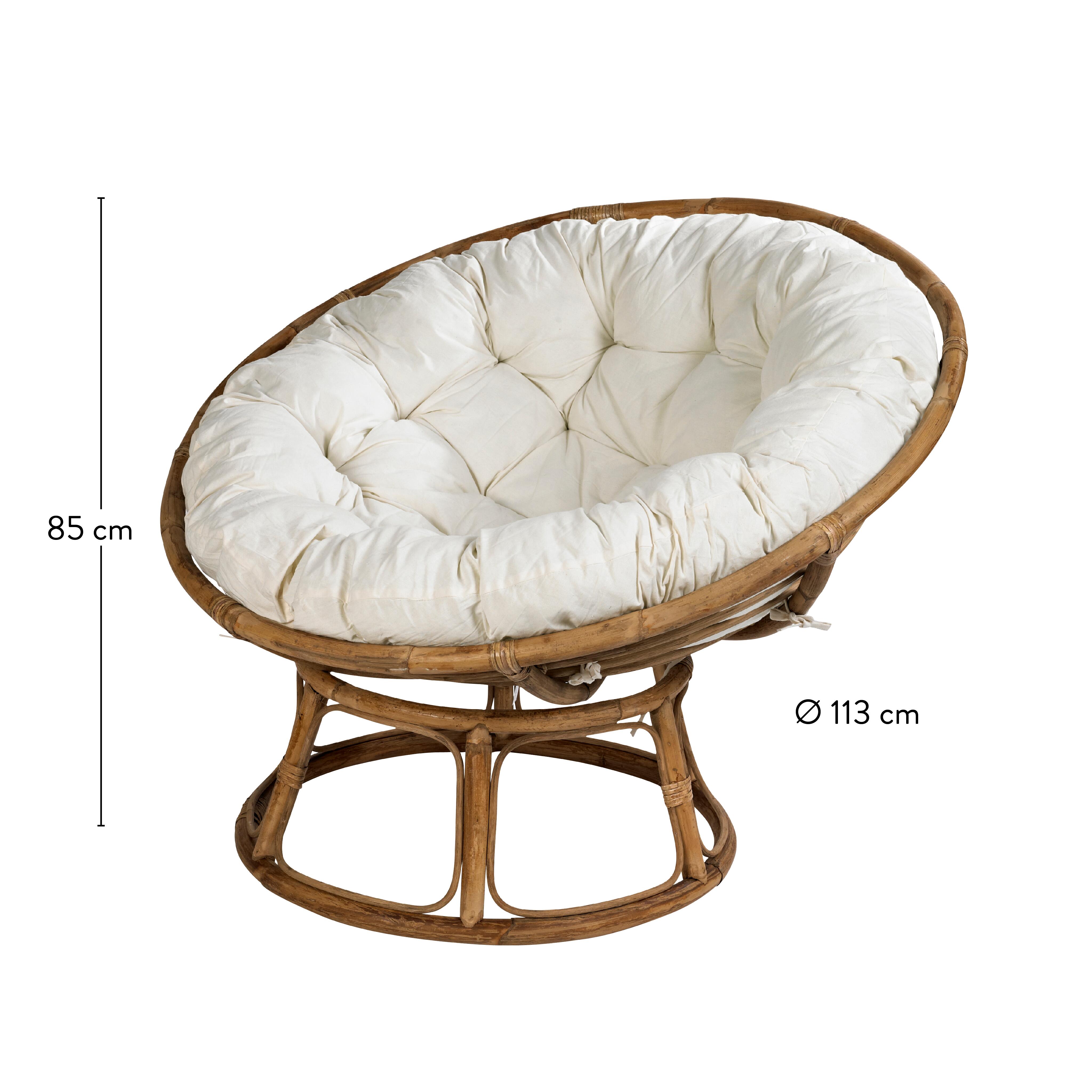 PAPASAN Lounge stoel naturel, gebroken witH 85 x B 102 x D 110 cm - Ø 113 cm