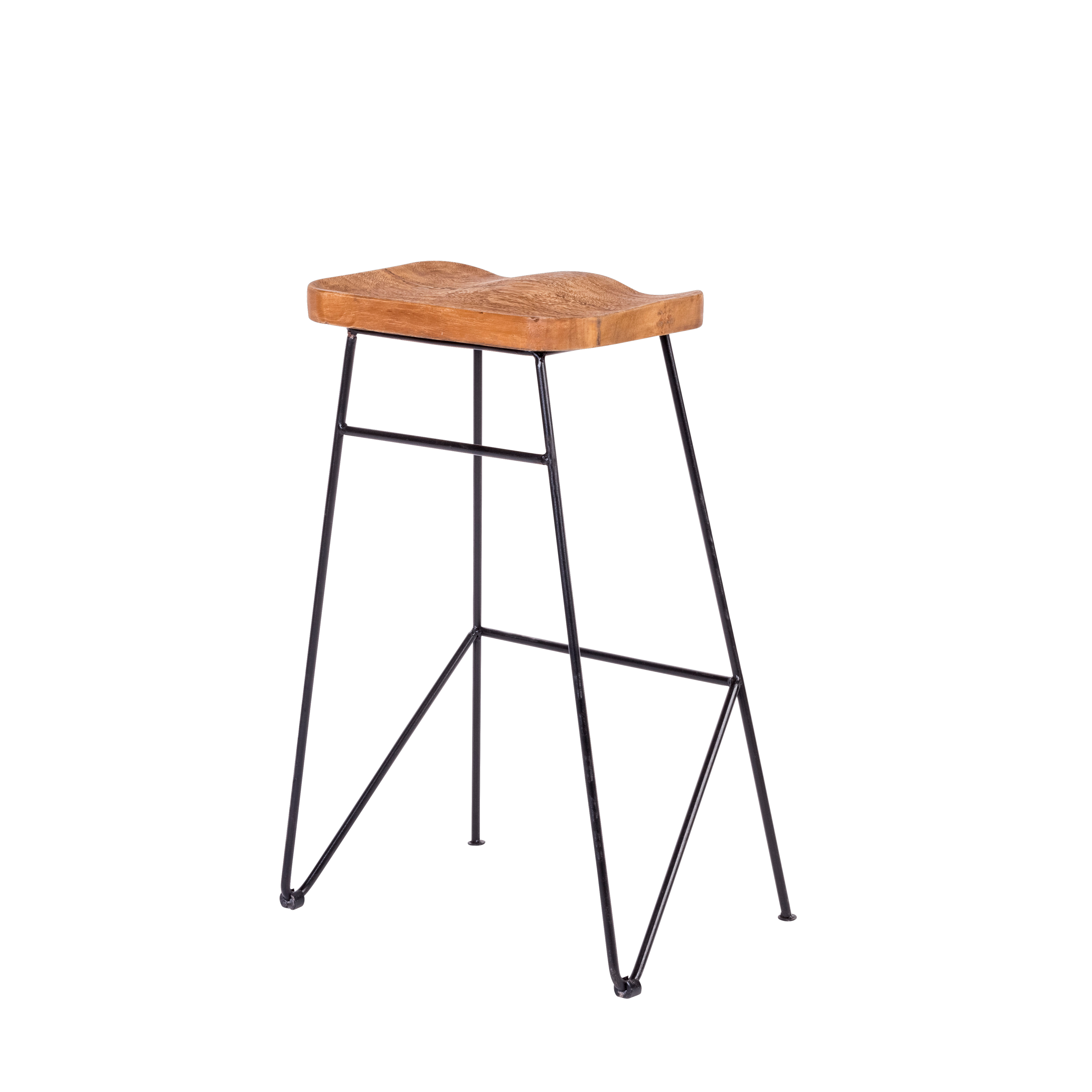 TEAK Barkruk zwart, naturelH 75 x B 40 x D 30 cm