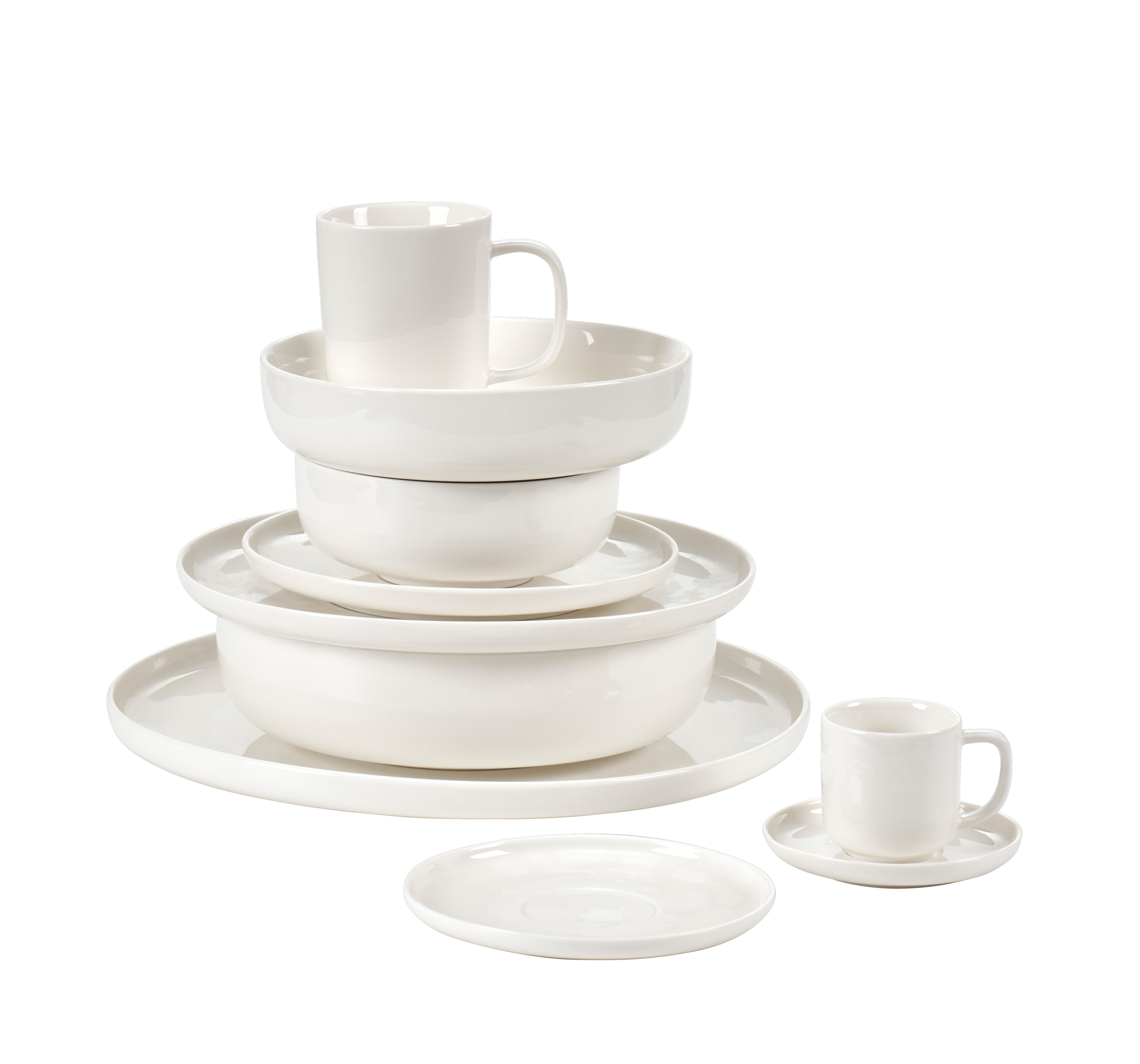 MOON Diep bord wit - set van 4 H 5 cm - Ø 18,7 cm