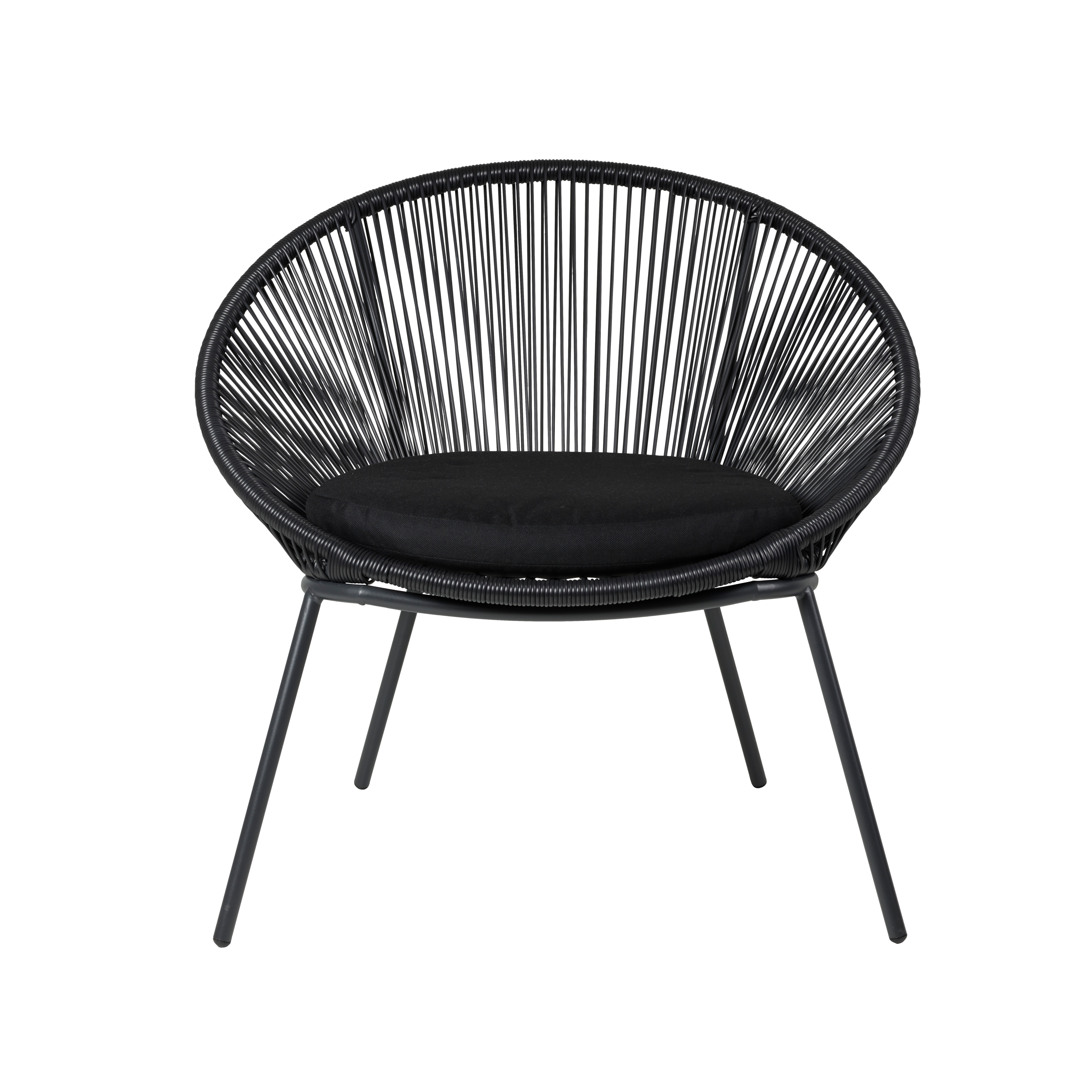 PAPAYO Lounge stoel zwartH 76 x B 78 x D 68 cm - CASA