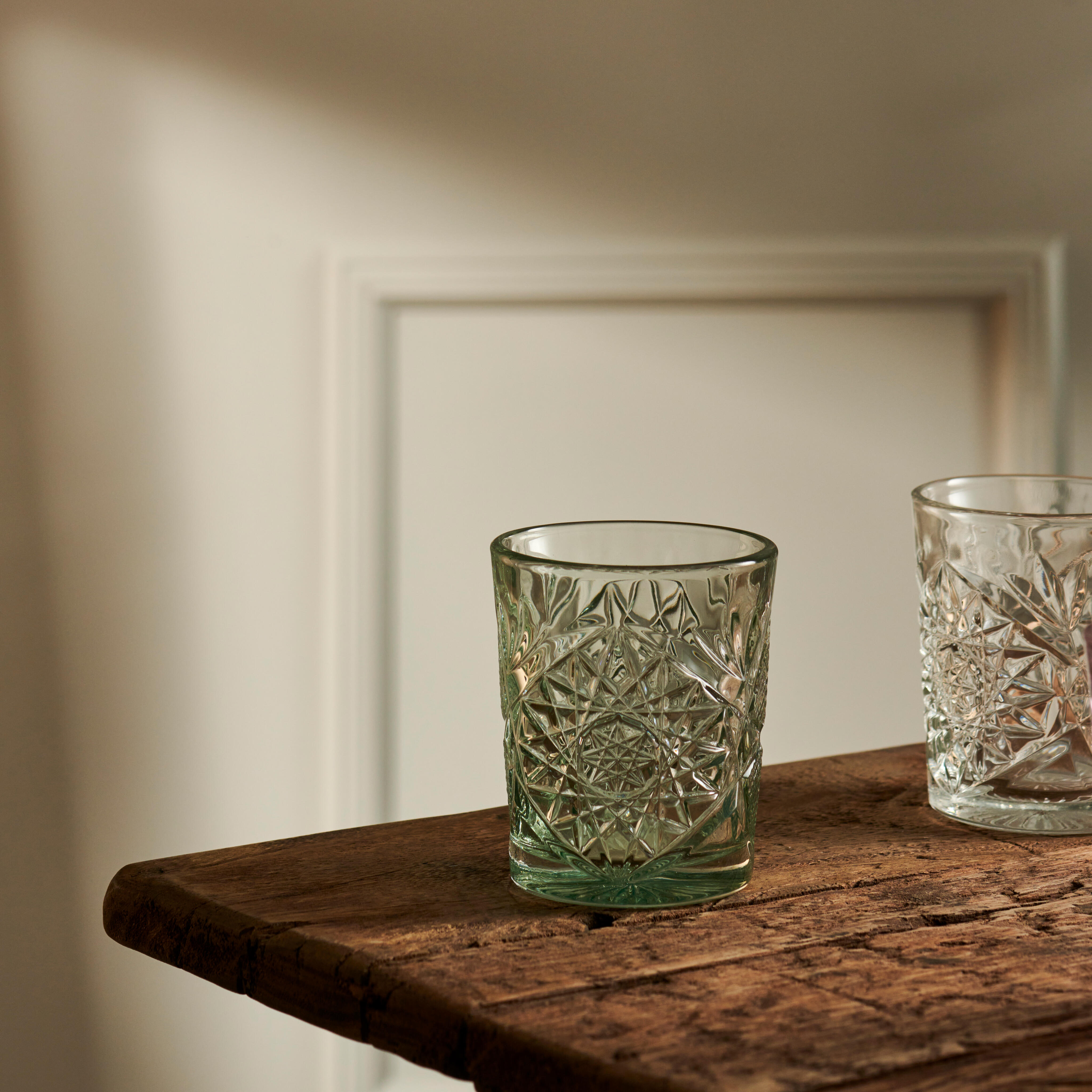 HOBSTAR Glas 35 CL lichtgroen - set van 6 H 10,3 cm - Ø 8,9 cm