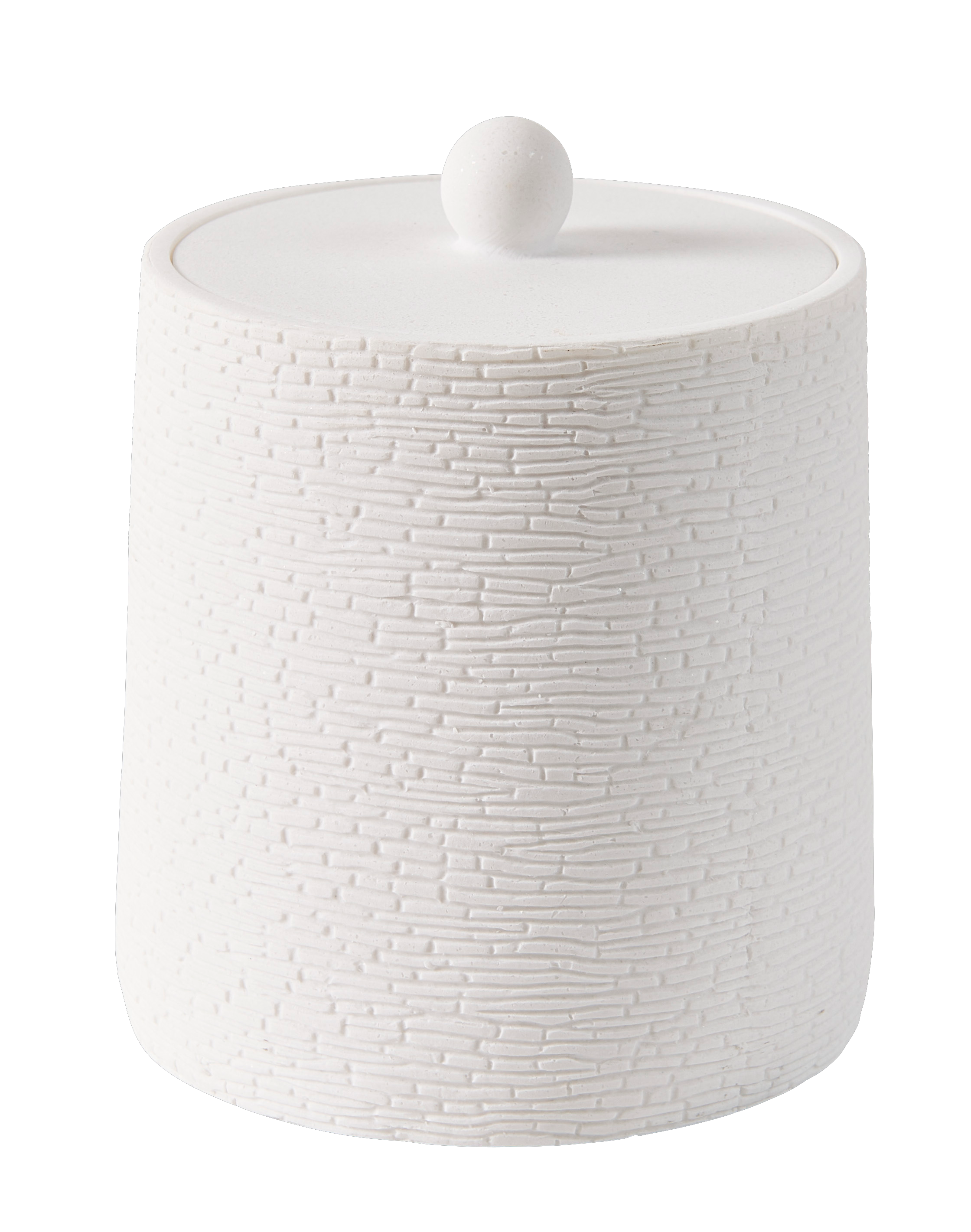 WHITE ELEGANCE Wattenhouder met deksel witH 10,5 cm - Ø 8,5 cm