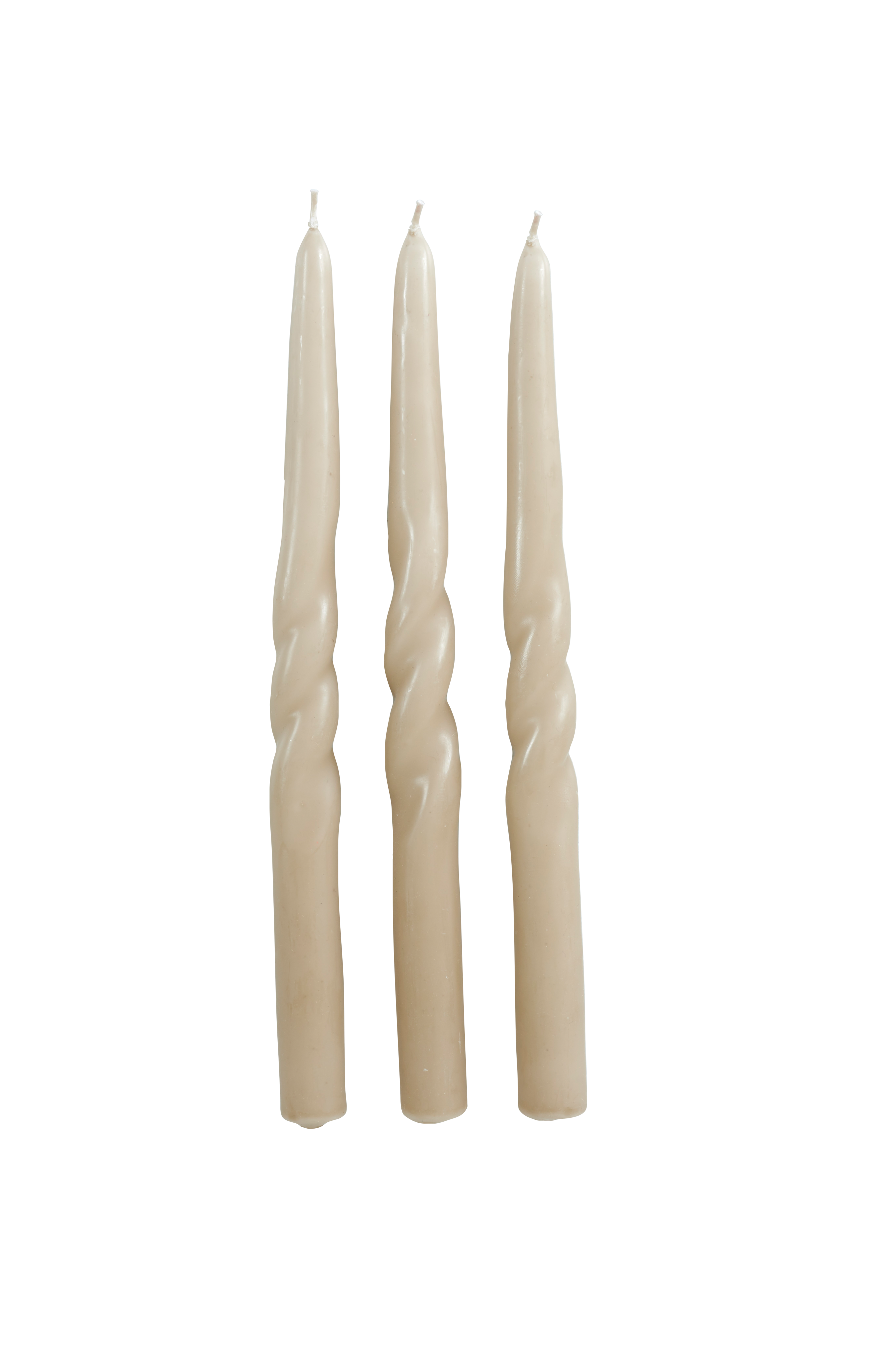 SPIRAL Kaars s/3 taupeH 30 cm - Ø 2,2 cm