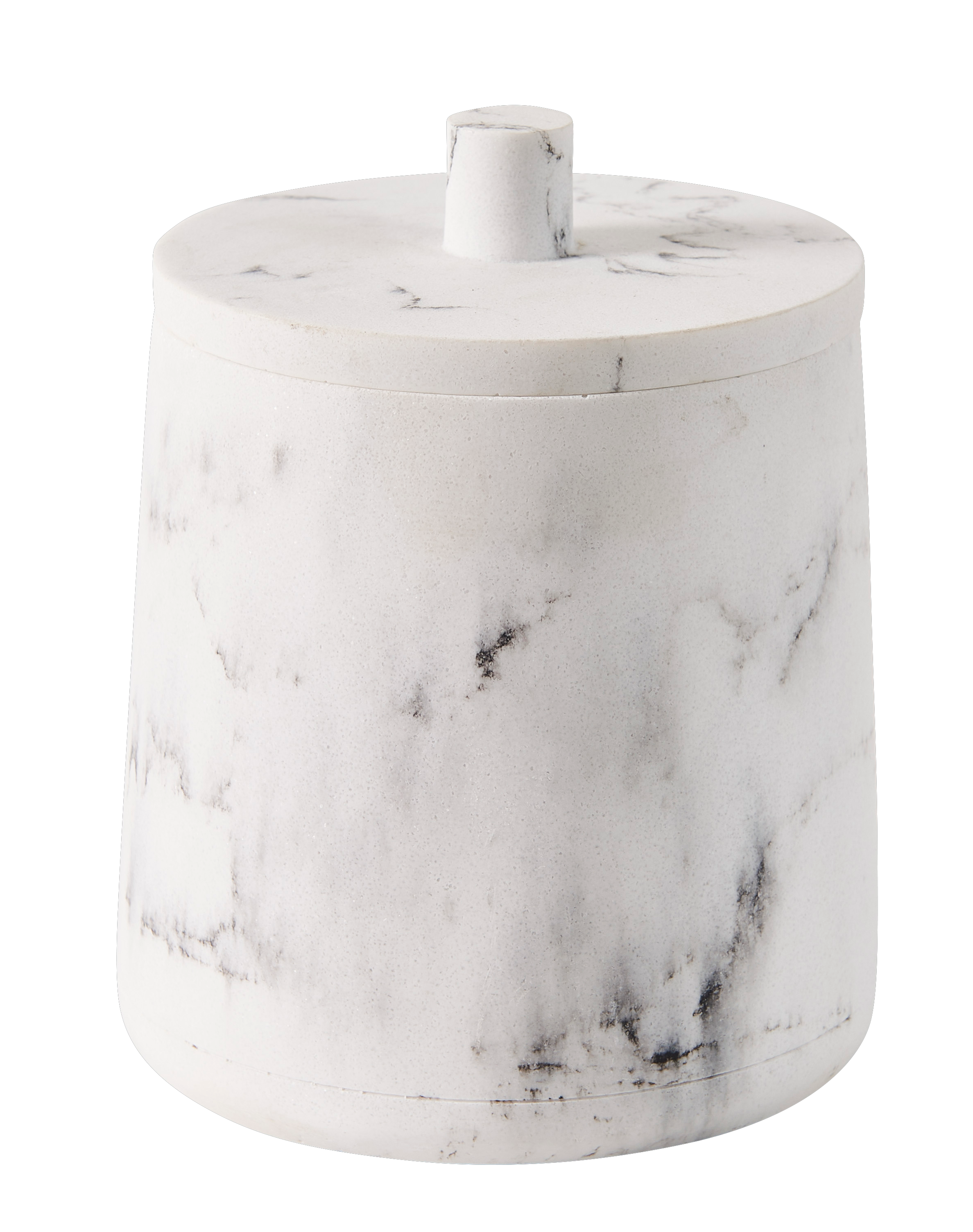 LUNA Wattenhouder met deksel marmerlookH 12 cm - Ø 10 cm