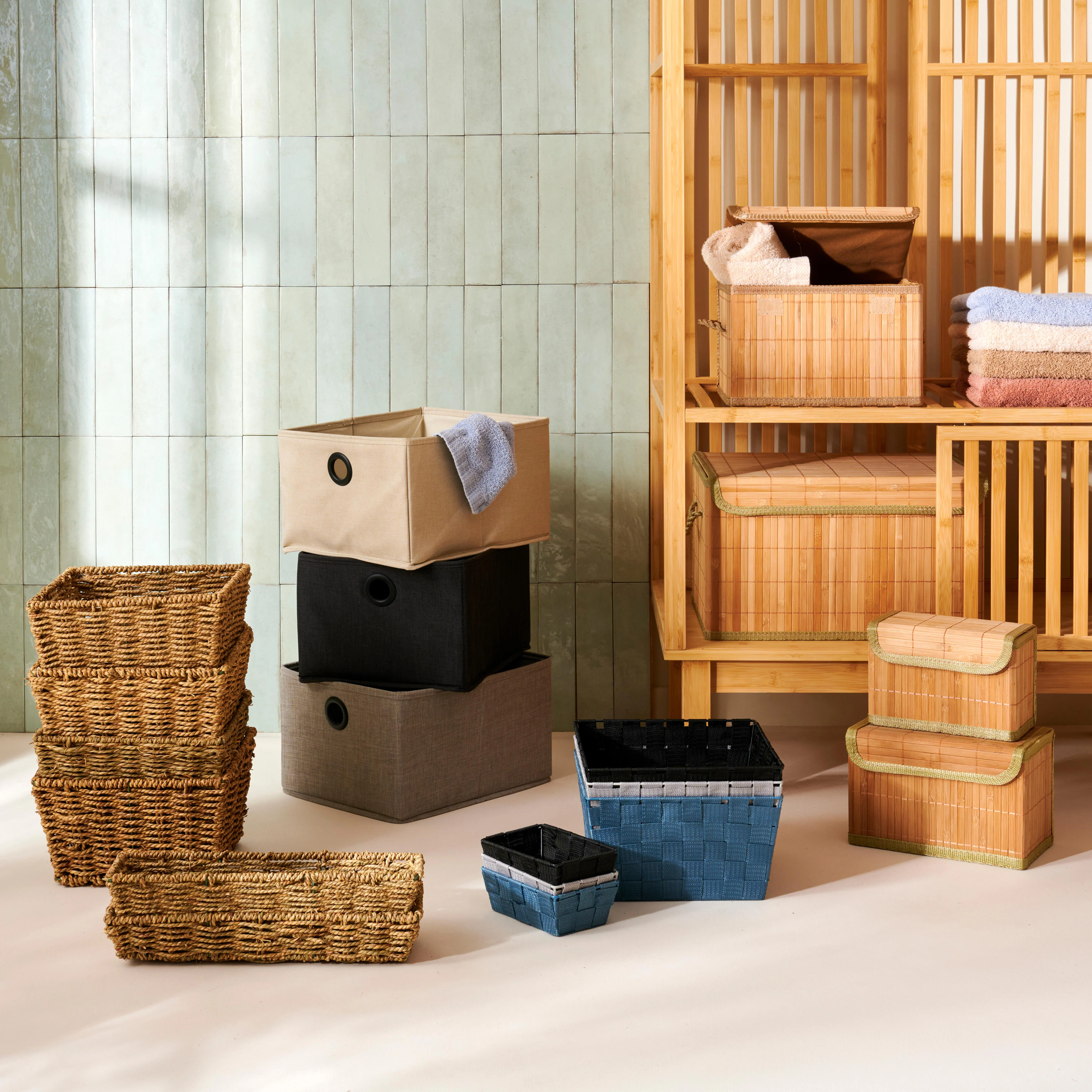 LINOLUX Opbergmand beigeH 18 x B 32 x D 25 cm - CASA