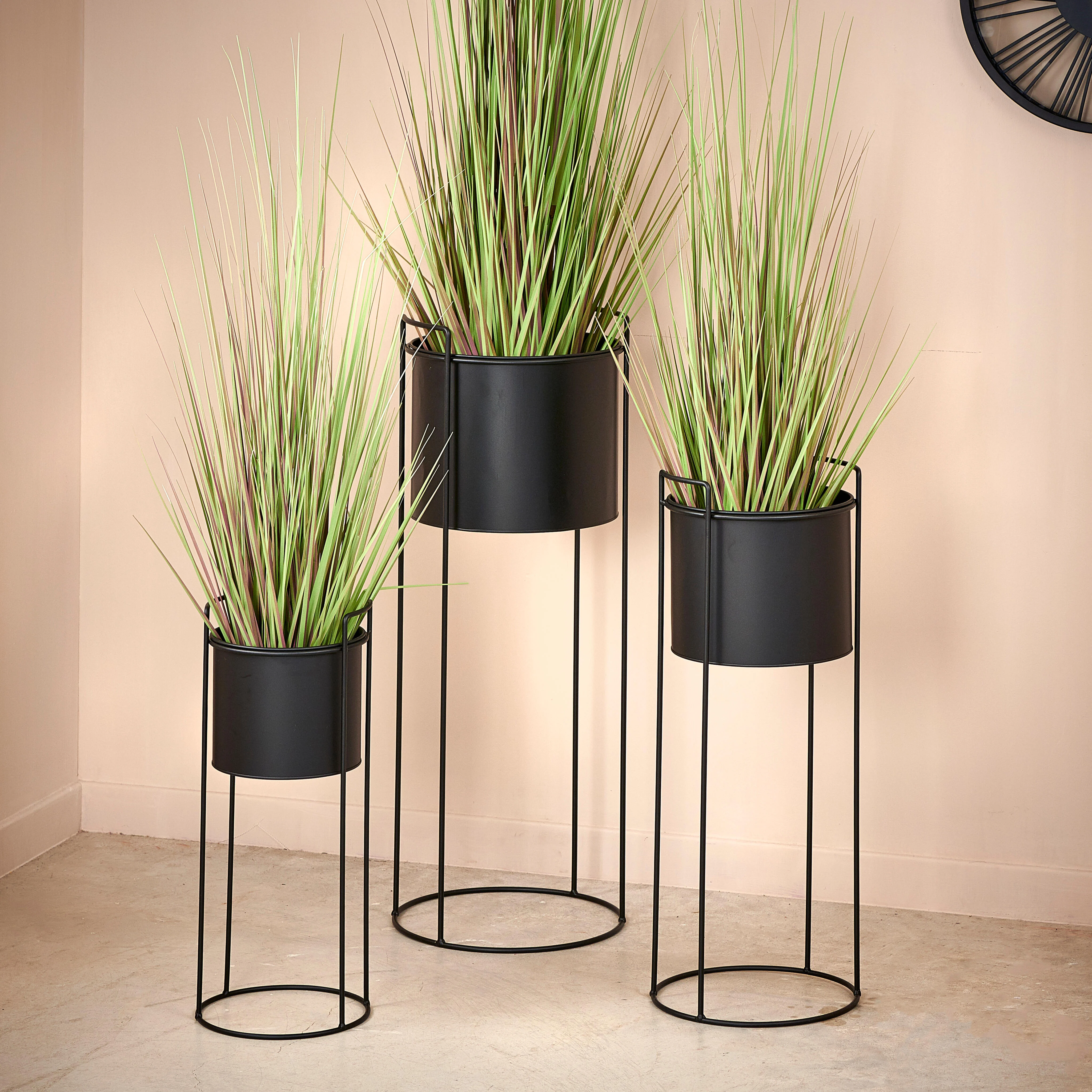 PLUTO Bloempot zwartH 50 cm - Ø 19 cm