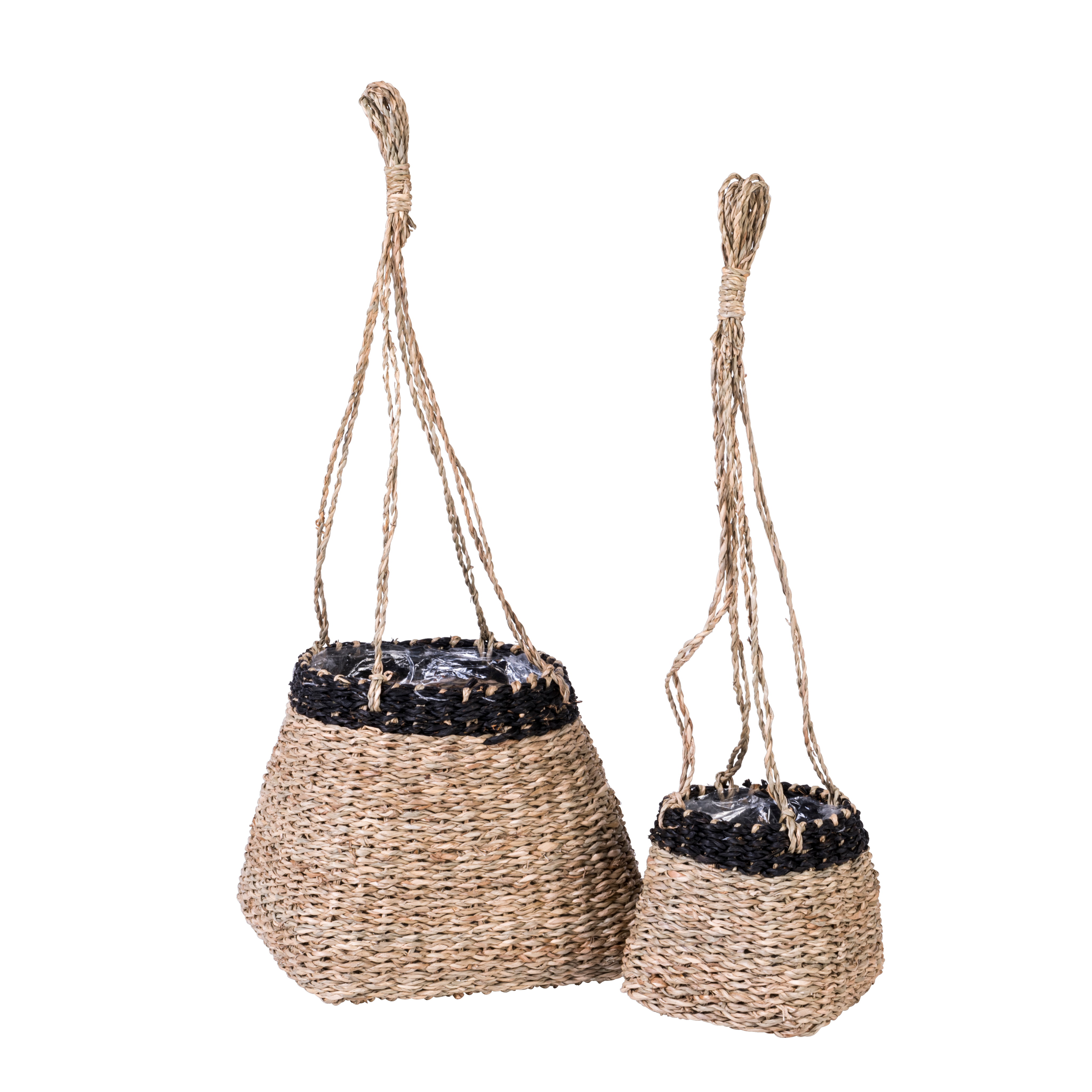 BAKU Hangpot zwart, naturelH 16 x B 19 x D 19 cm