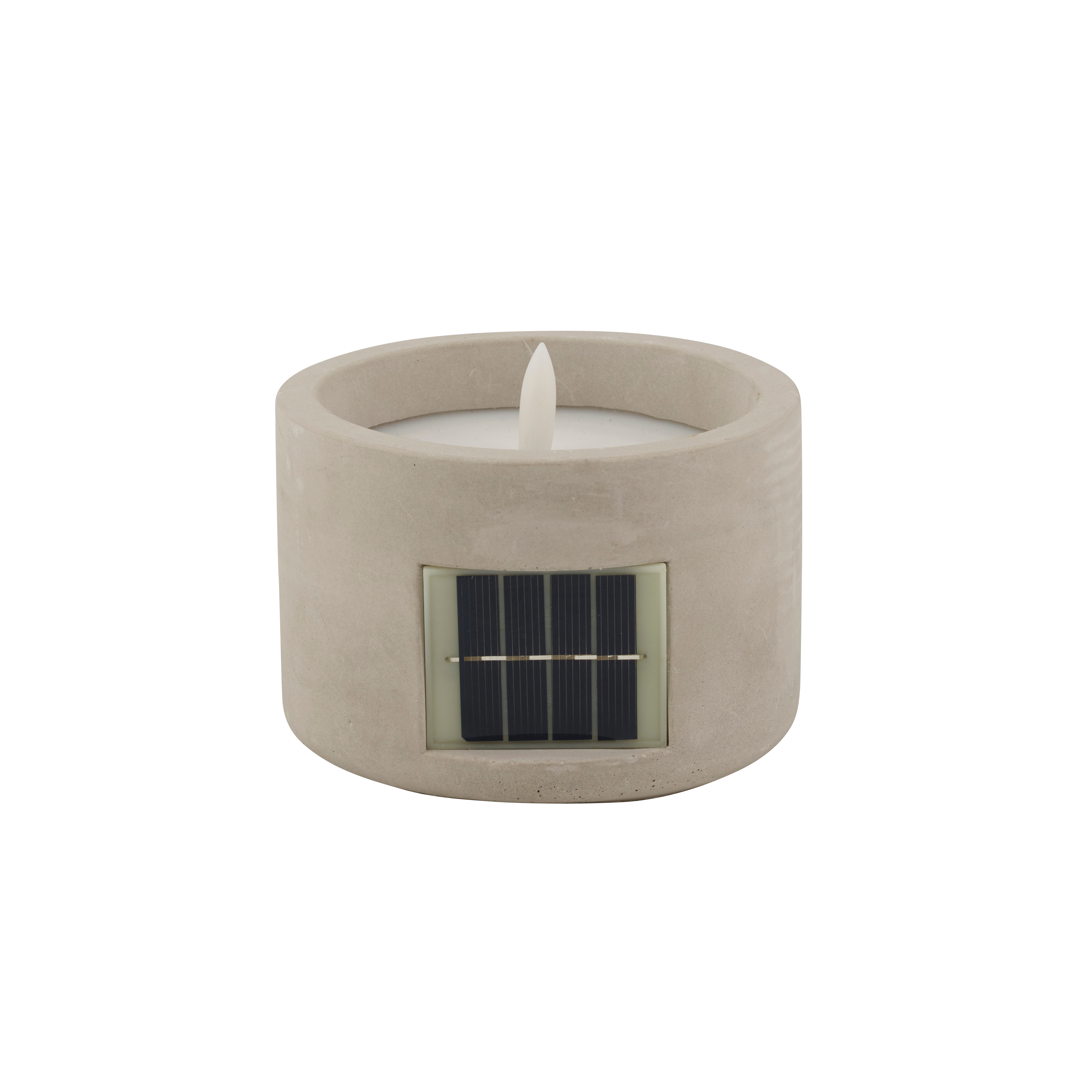 FUEGO Solar ledkaars lichtgrijsH 8 cm - Ø 12 cm