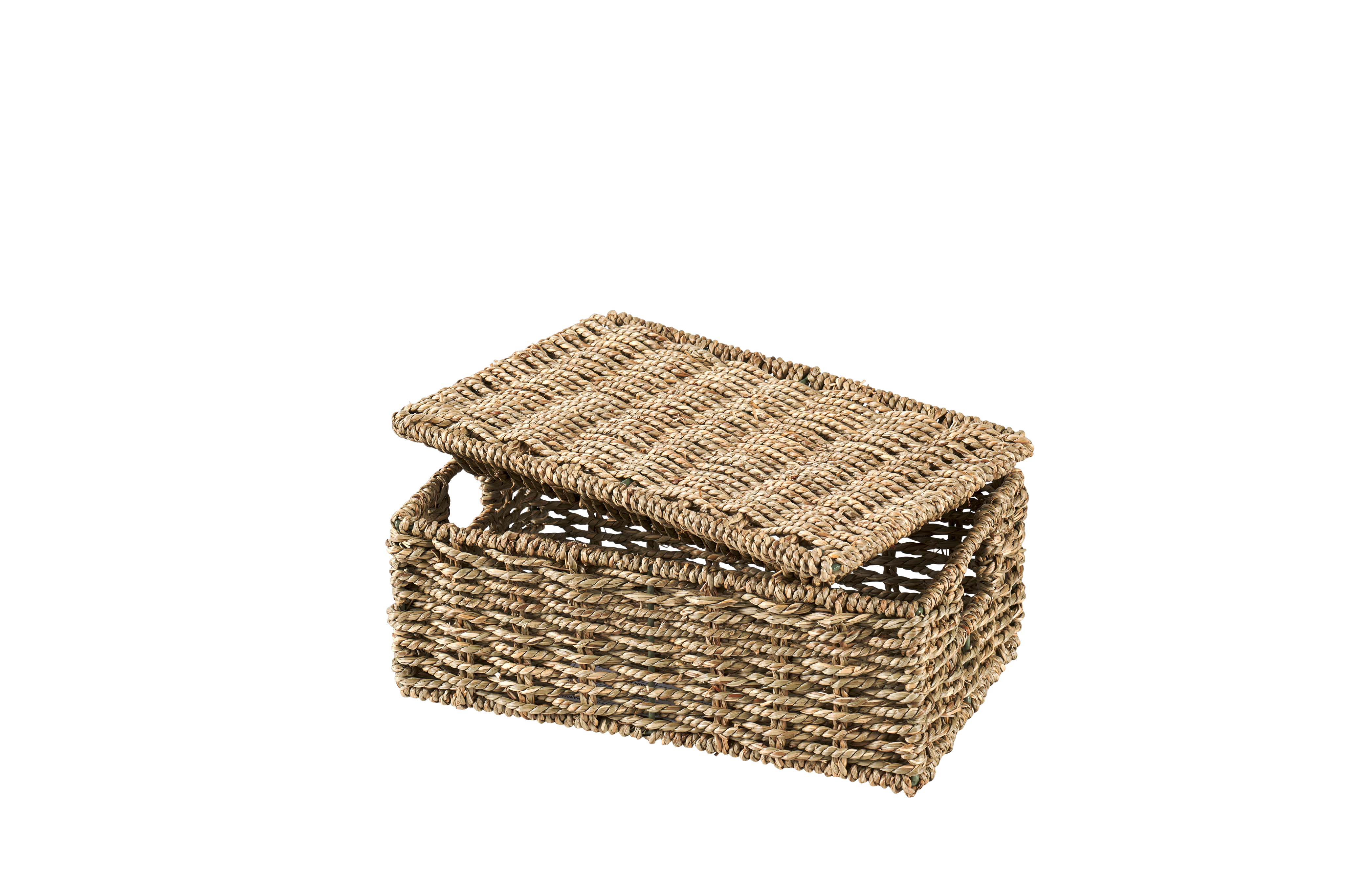 SEAGRASS Opbergmand S met deksel naturelH 13 x B 30 x D 19 cm