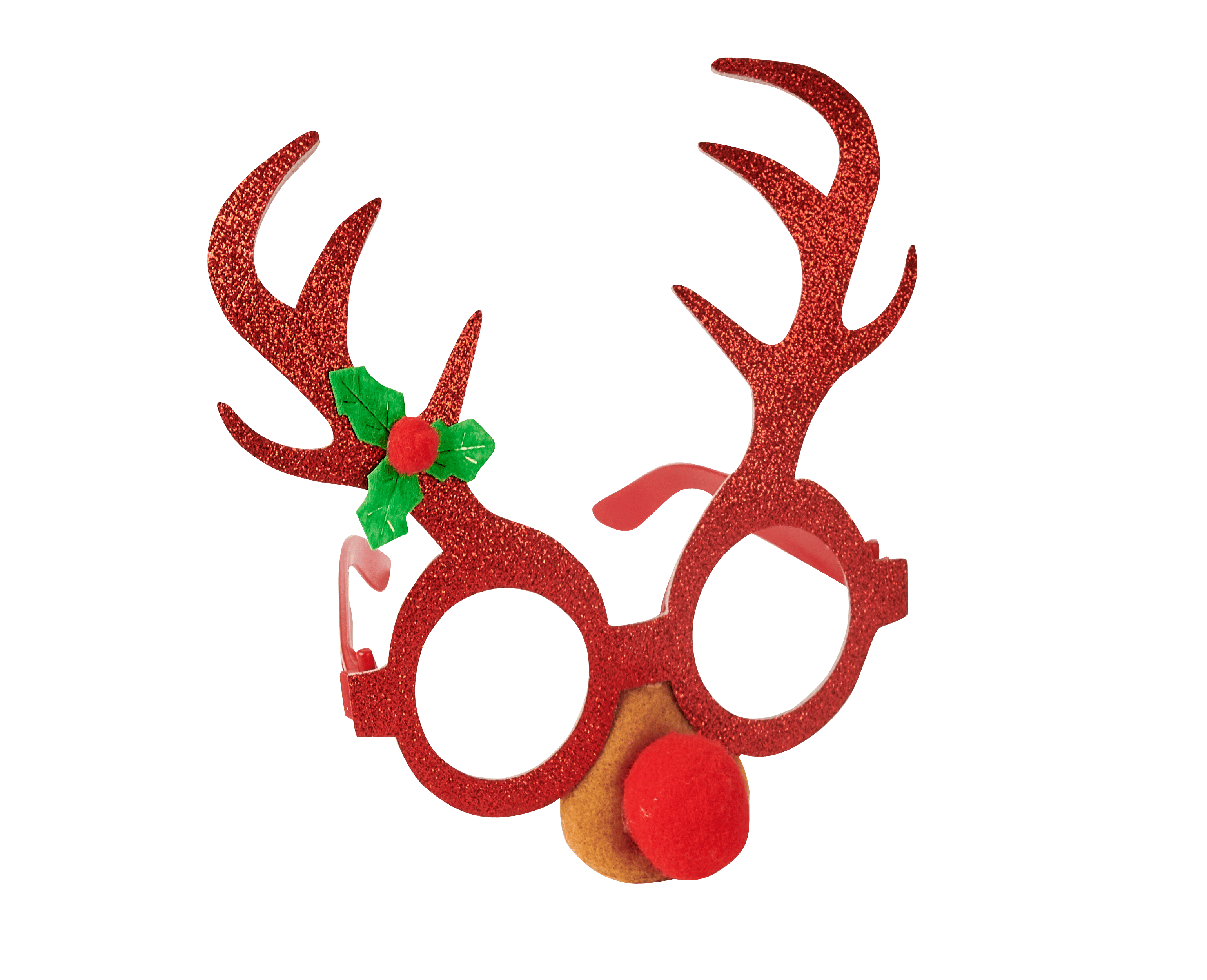 ANTLERS Glitterbril roodB 15 x L 14 cm