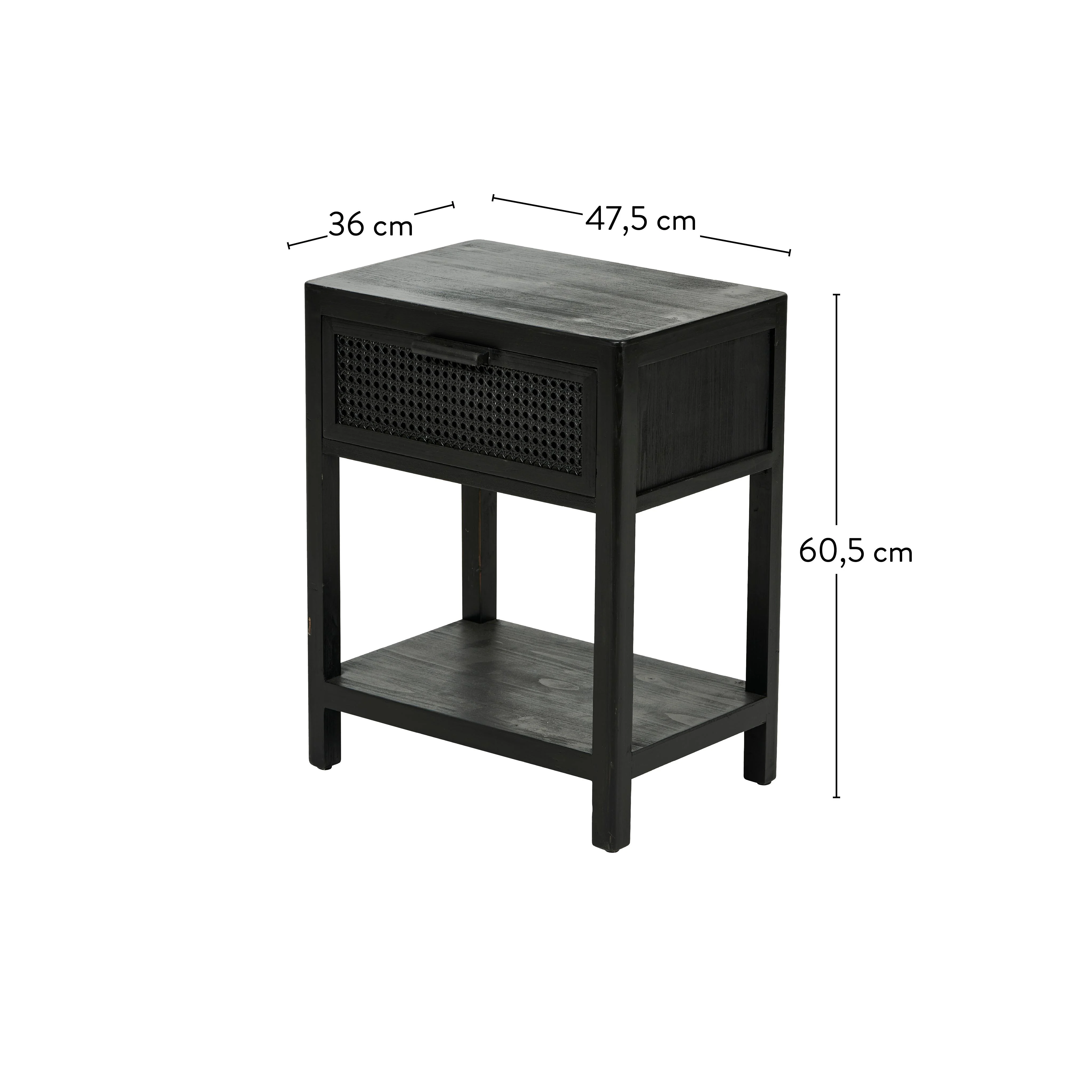 WEBSTER  Nachtkast zwartH 60,5 x B 47,5 x D 36 cm
