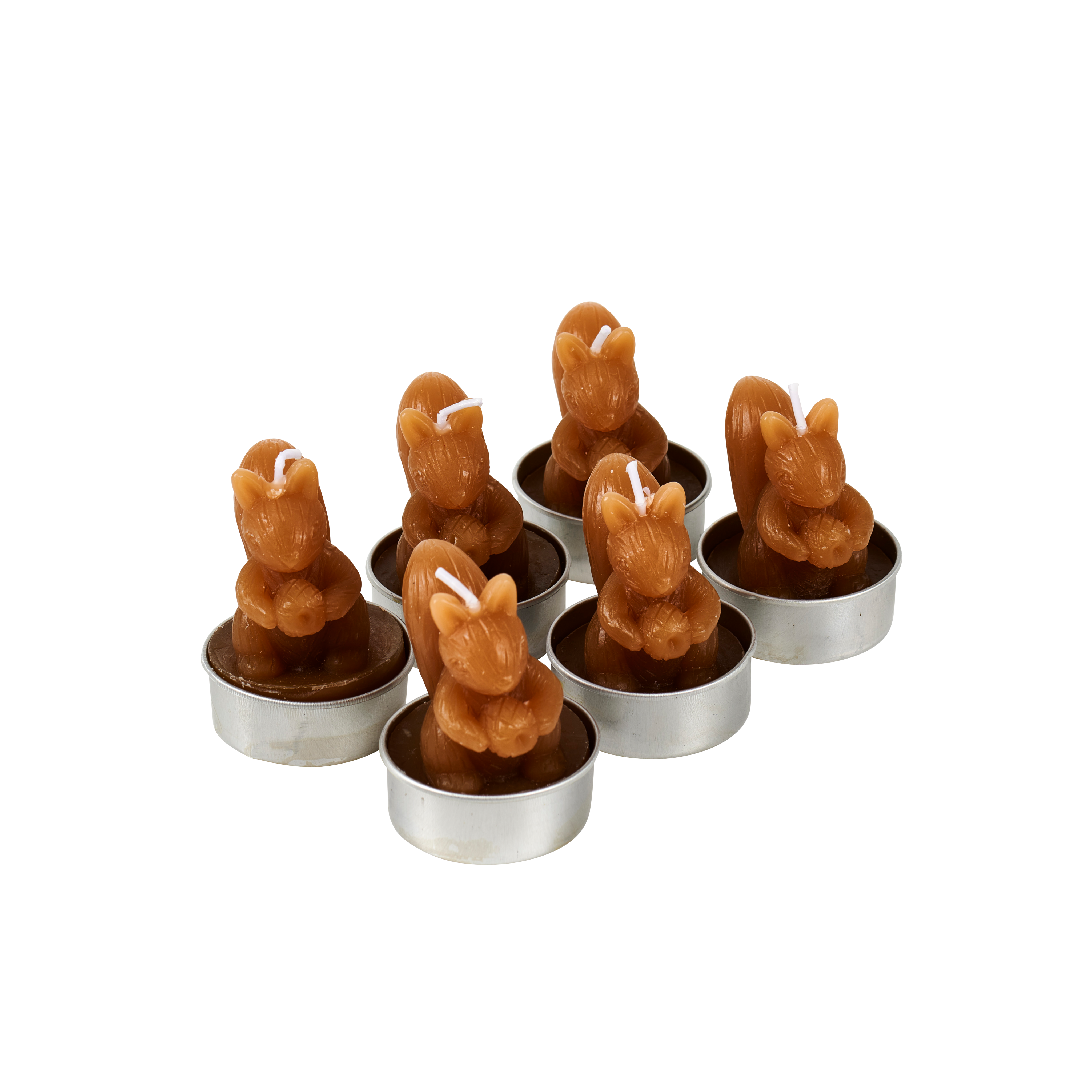 SQUIRREL Theelichten set van 6 bruinH 5 cm - Ø 3,5 cm