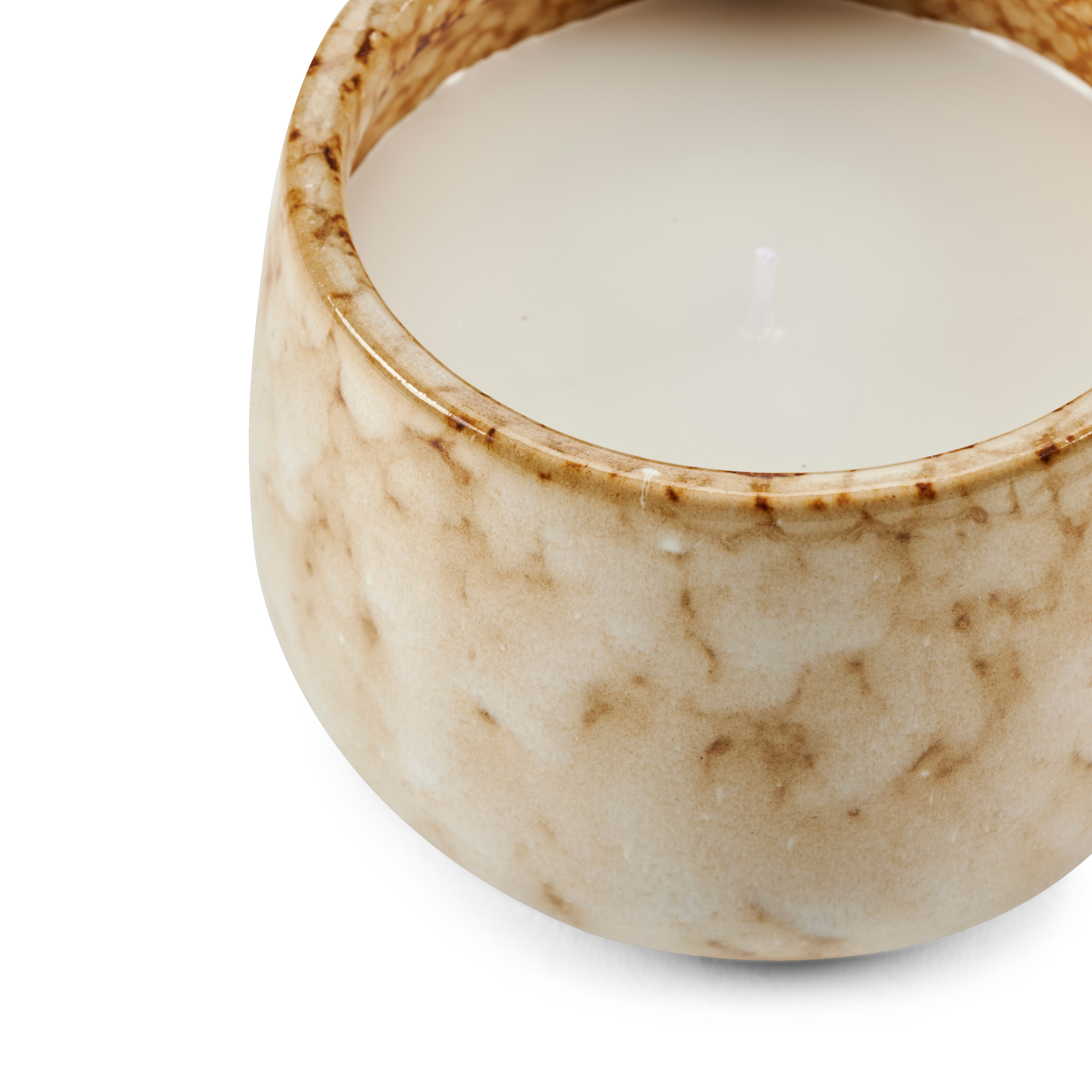 CERAMIC Kaars in pot beigeH 8 cm - Ø 9,5 cm