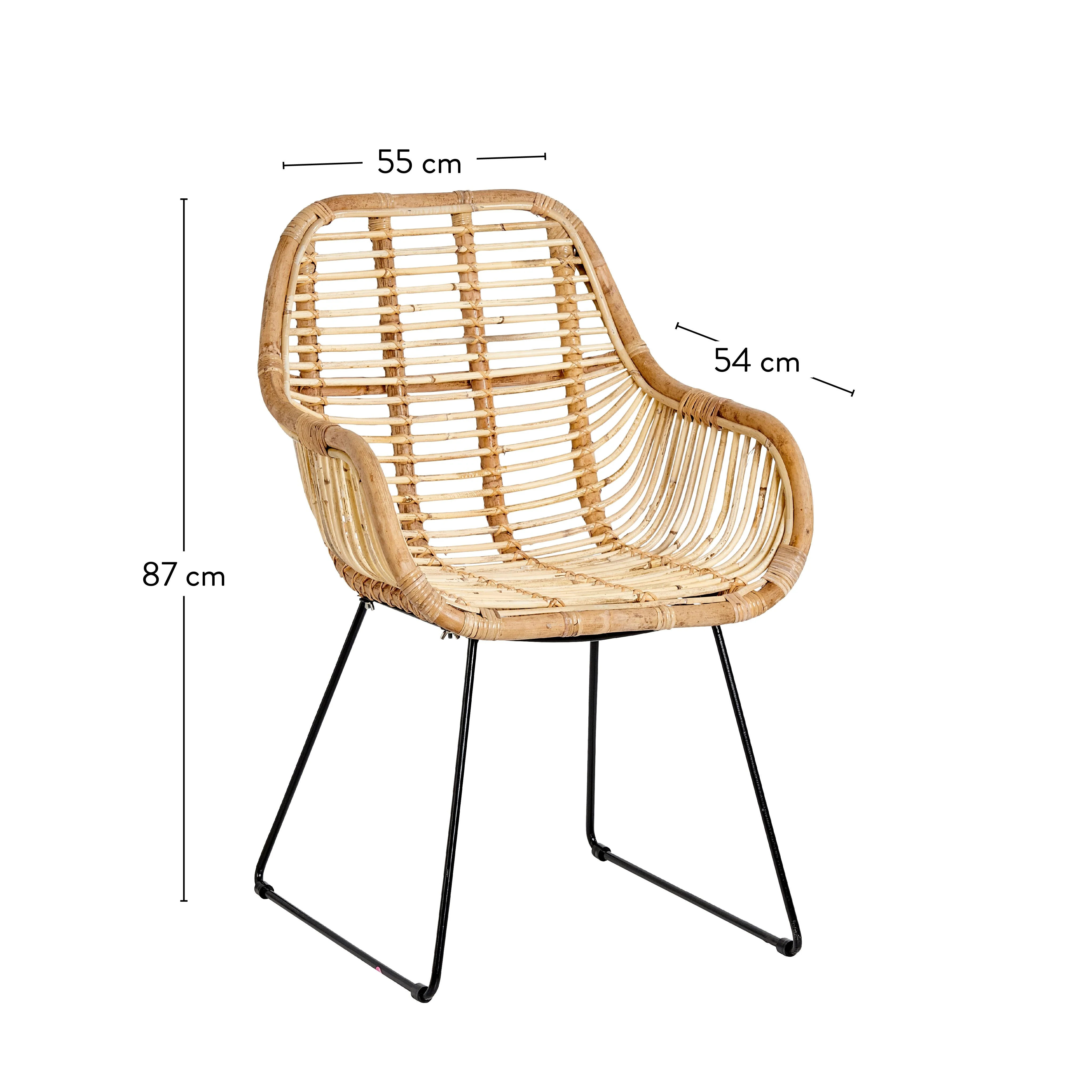 ROTAN Eetkamerstoel naturelH 87 x B 55 x D 54 cm