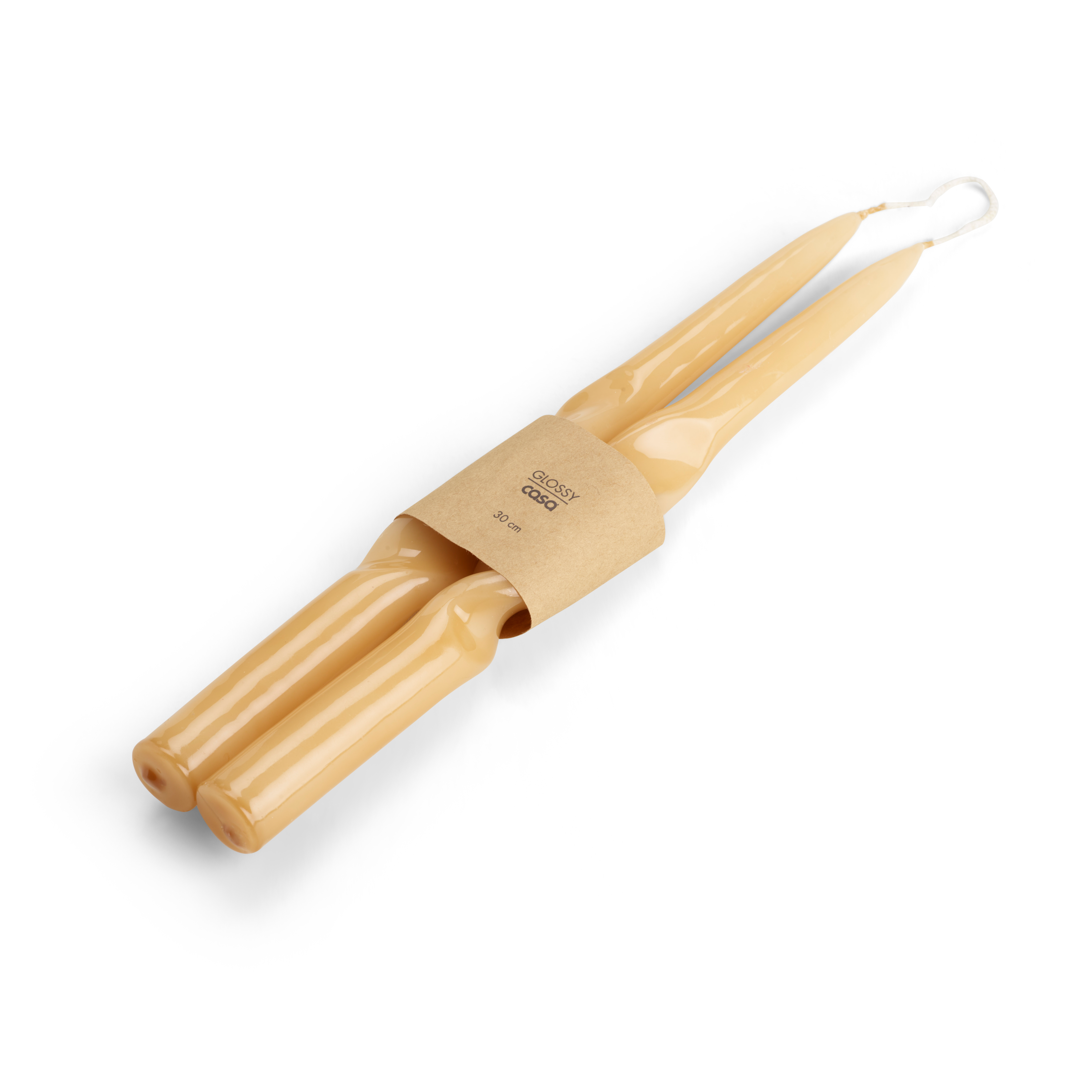 GLOSSY Kaars S/2 beigeH 30 cm