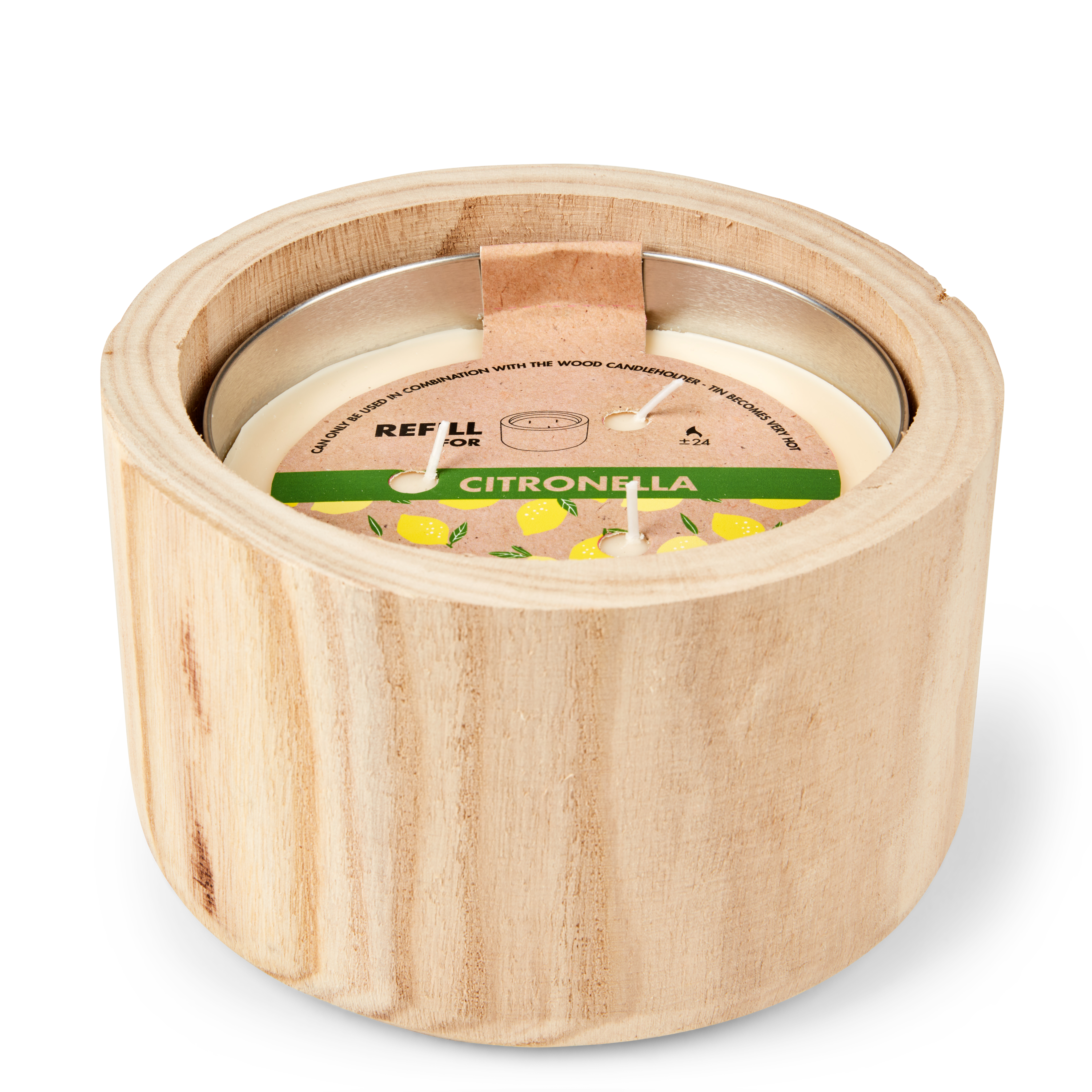 WOOD Navulling tuinkaarsH 7,5 cm - Ø 15 cm - CASA