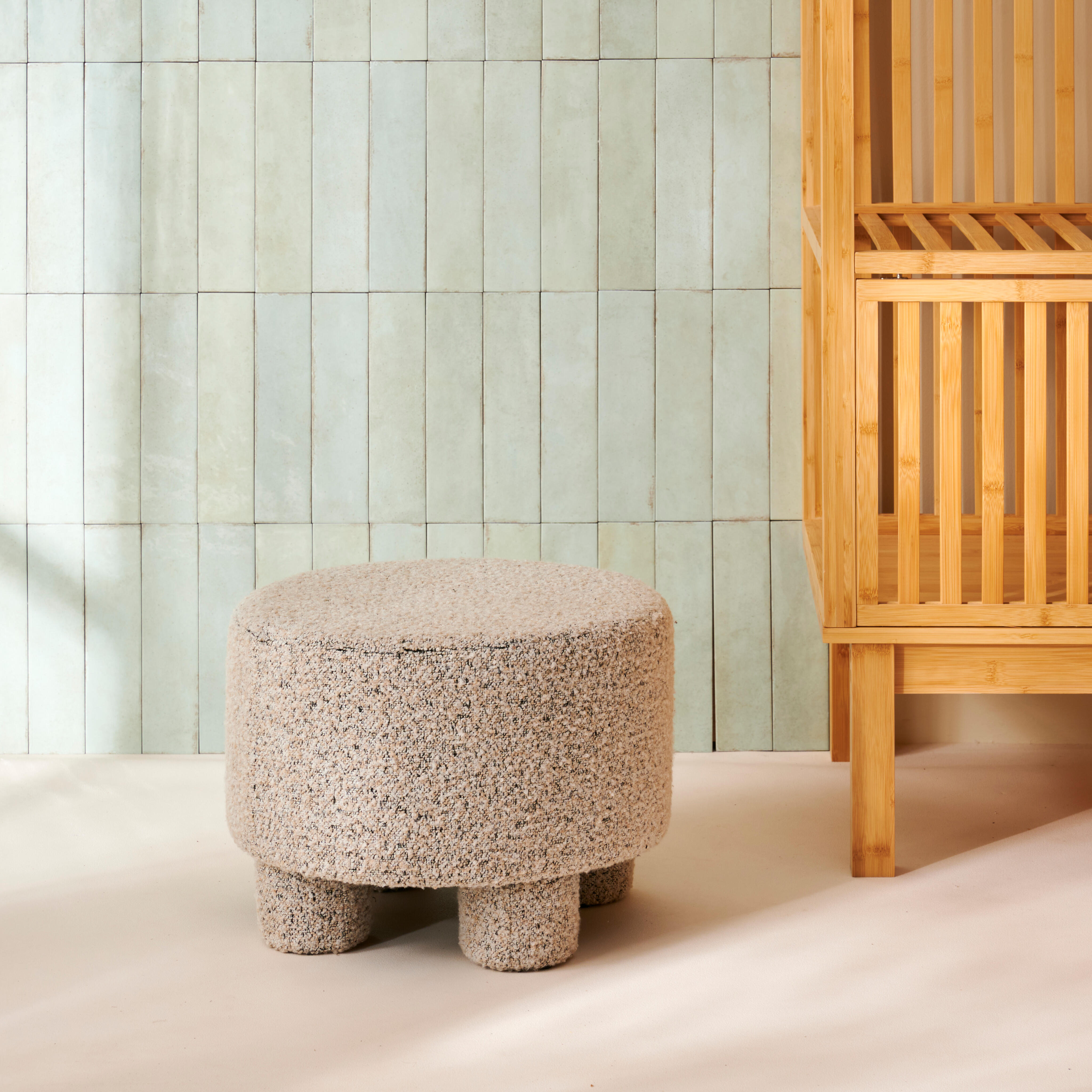 ZENO Poef grijsH 29 cm - Ø 40 cm - CASA