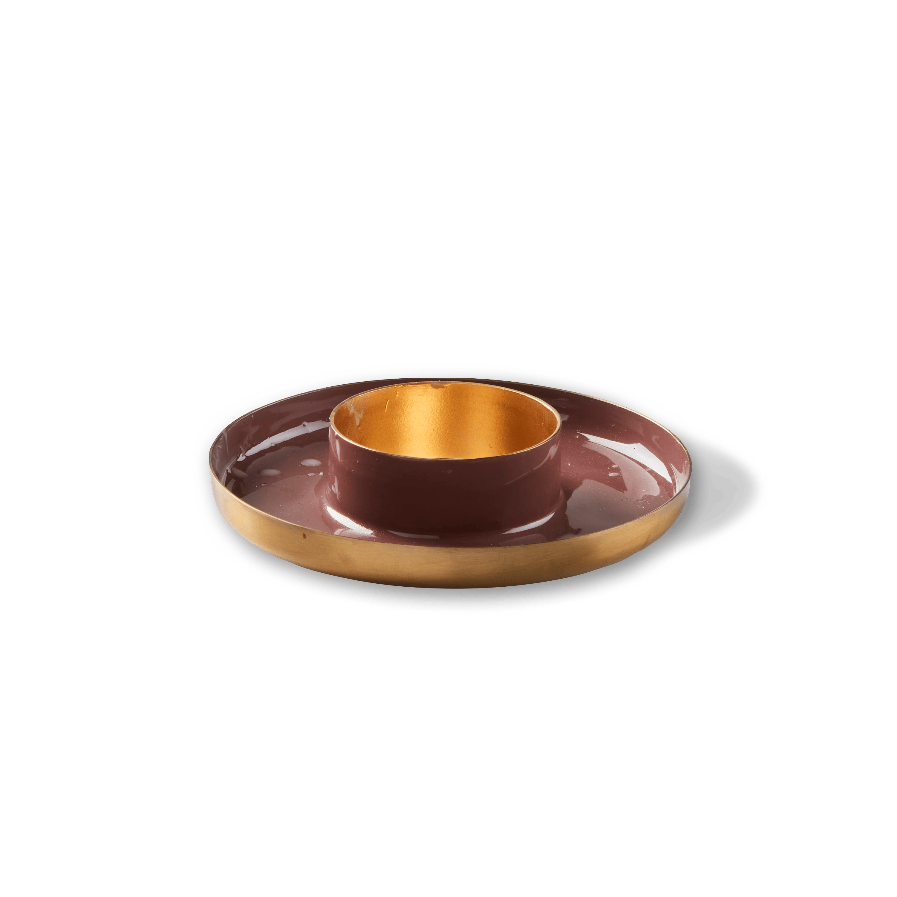 LUZ Theelichthouder bruinH 2 cm - Ø 9 cm