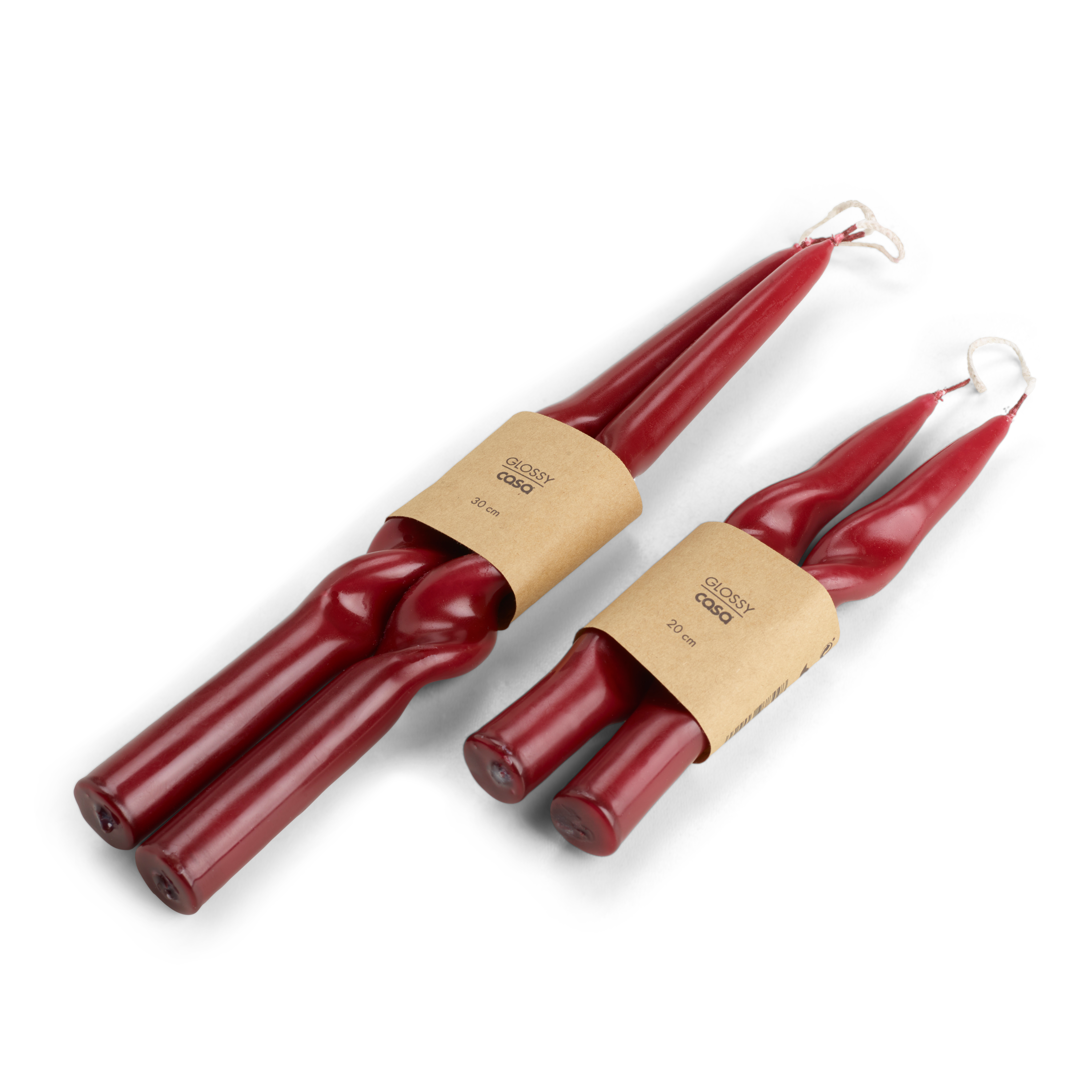 GLOSSY Kaars S/2 donkerroodH 20 cm