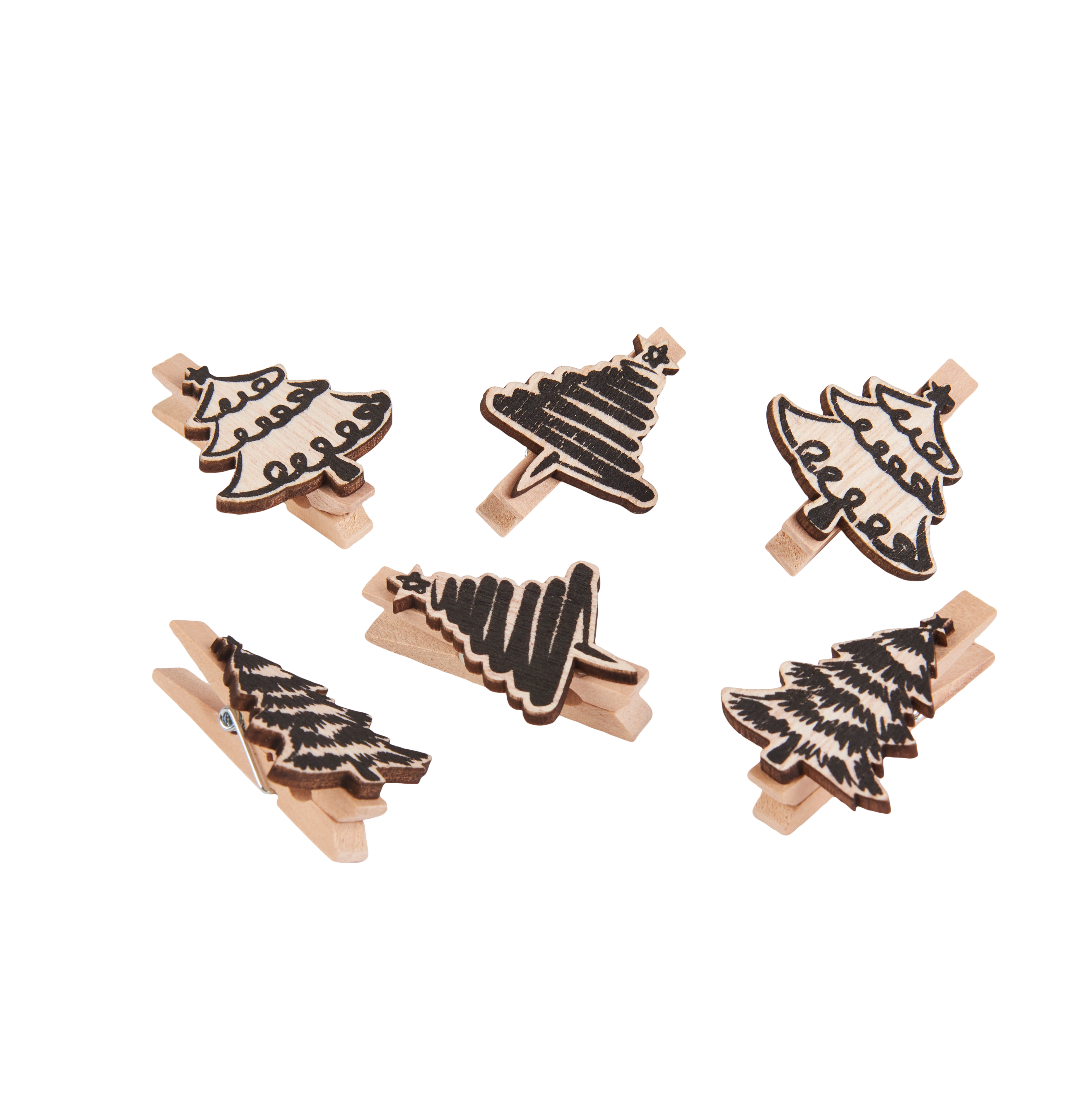 CARTY Decoclips set van 6 naturelH 4,8 x B 3,6 x D 0,9 cm