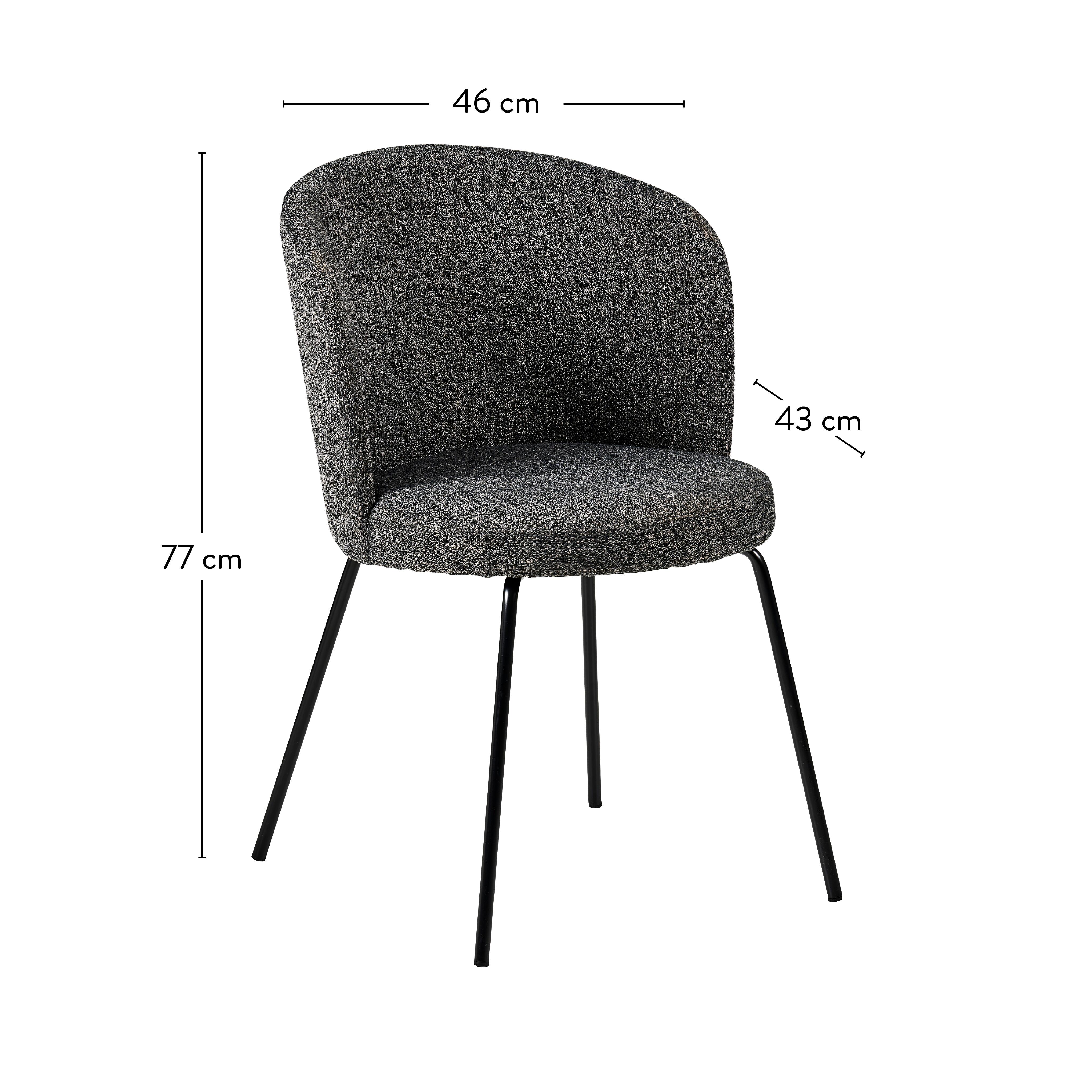 OLIVIER Eetkamerstoel grijsH 77 x B 46 x D 43 cm