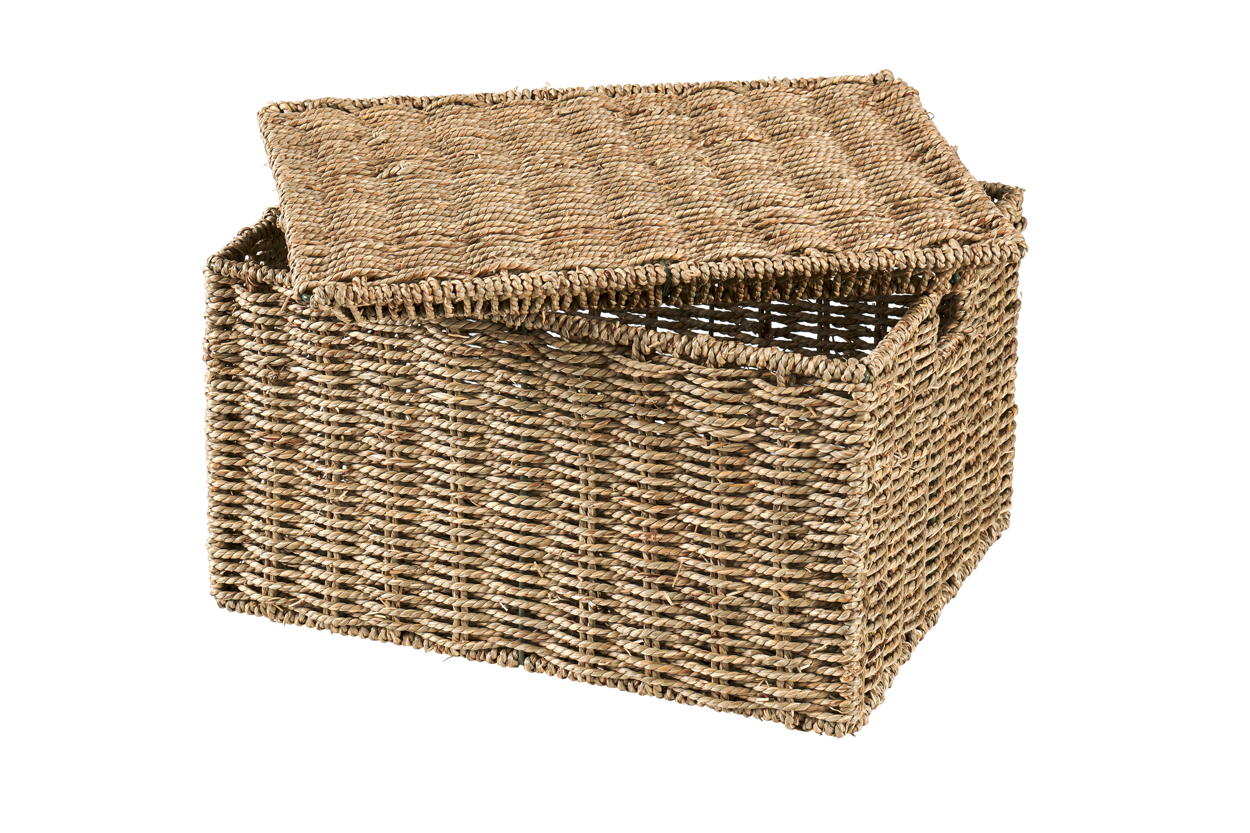 SEAGRASS Opbergmand L met deksel naturelH 23,5 x B 42 x D 31 cm