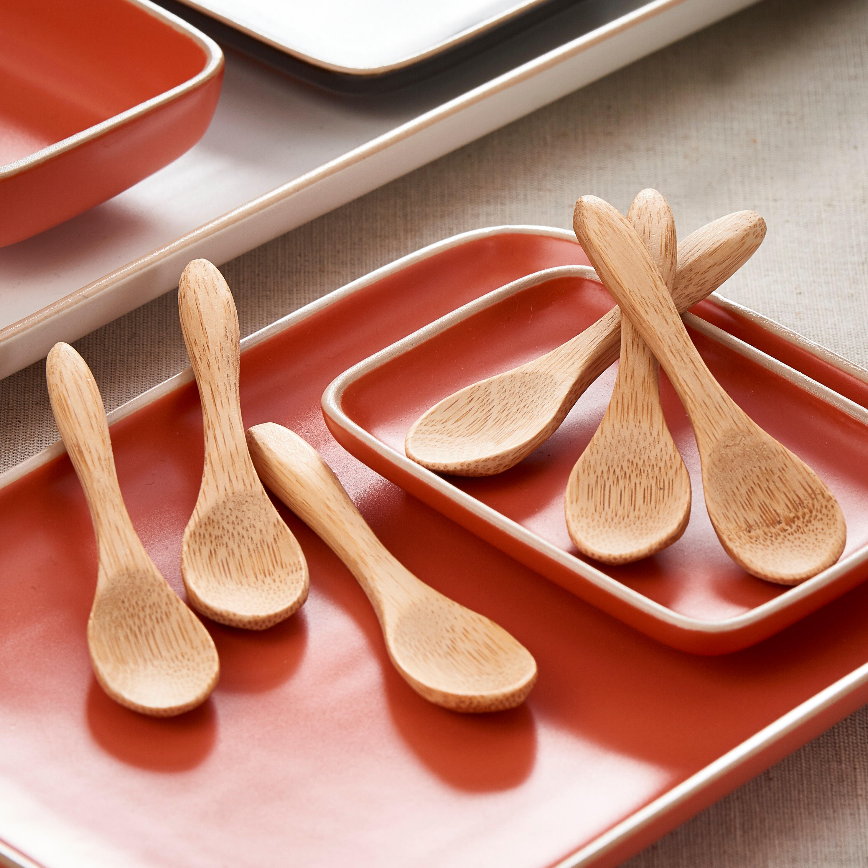 BAMBOO Lepeltjes set van 6 naturelL 9,5 cm