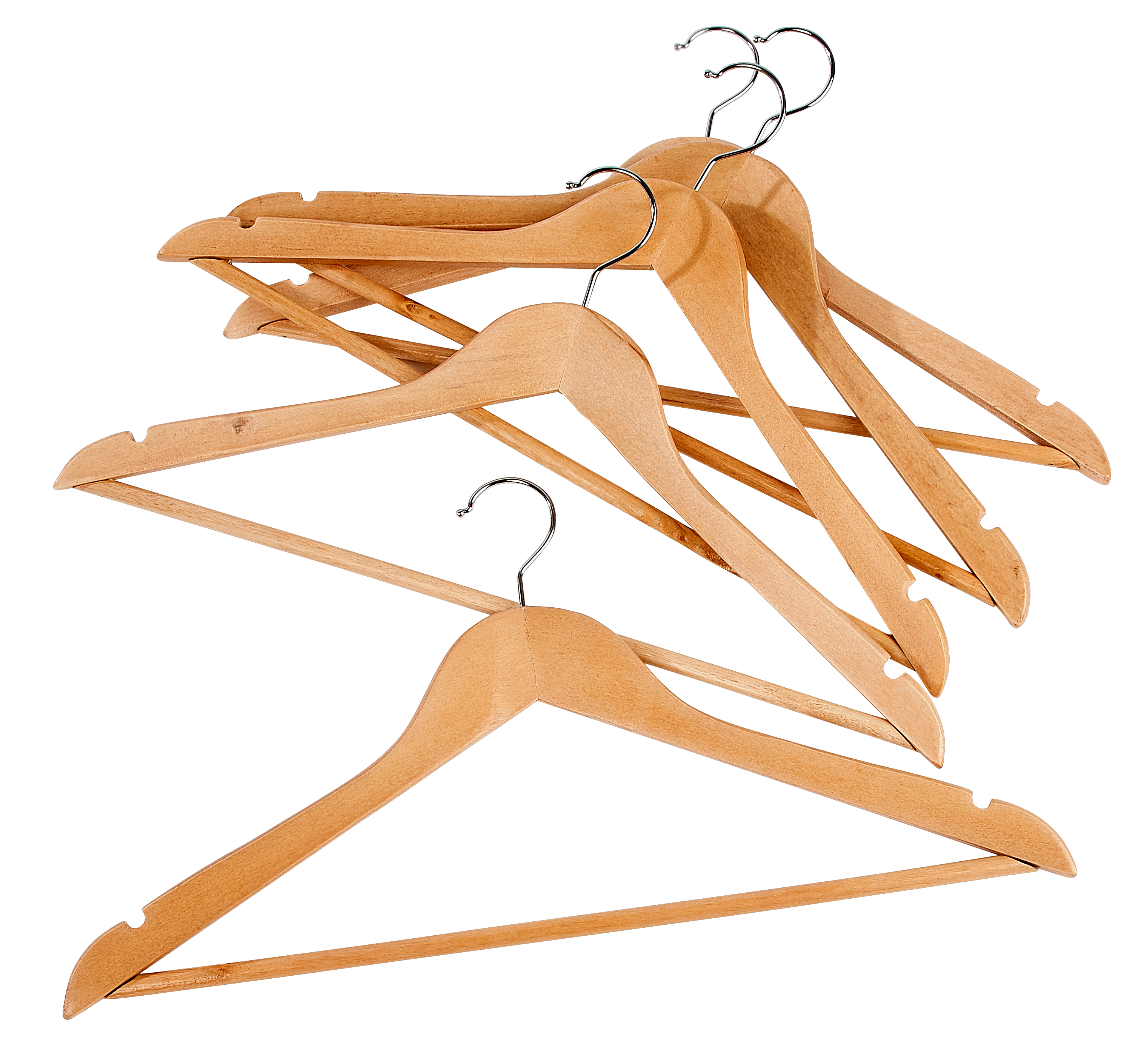 NEW WOOD Kleerhangers set van 5 naturelH 23 x B 44,5 x D 1,2 cm