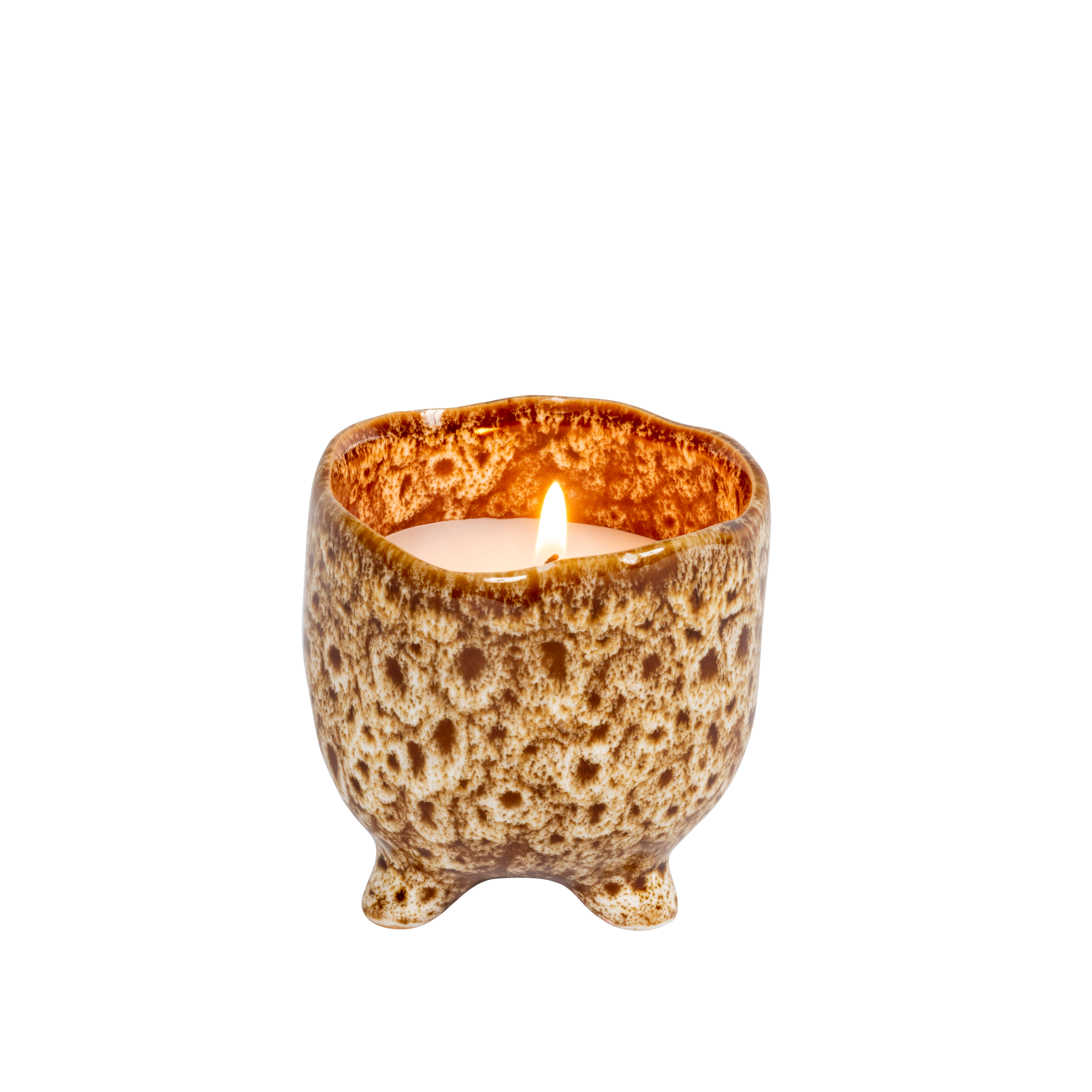 CERAMIC Kaars in pot bruinH 8 cm - Ø 8 cm