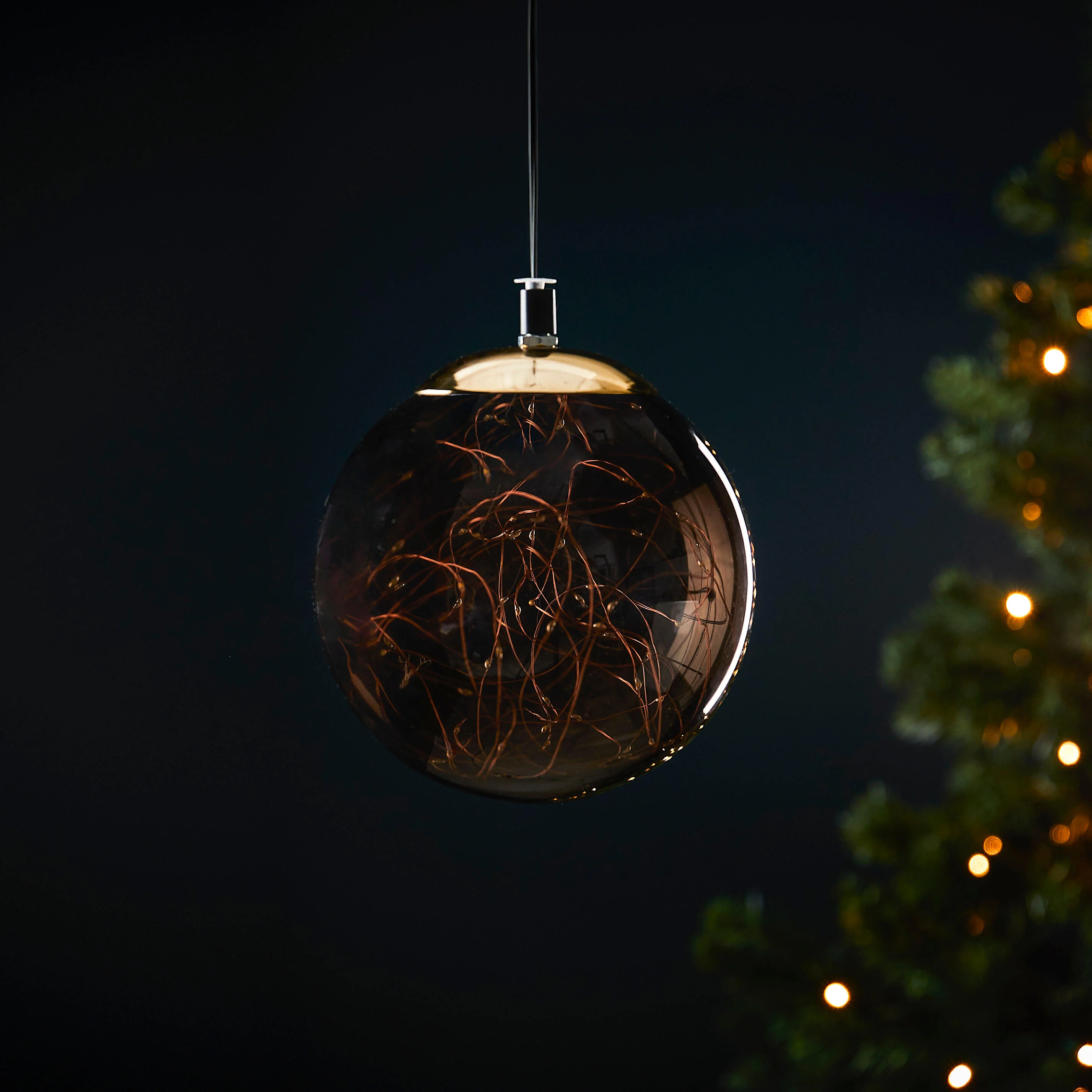 BOLIO Deco bal met 60 leds zwart, bruin, goudØ 16 cm