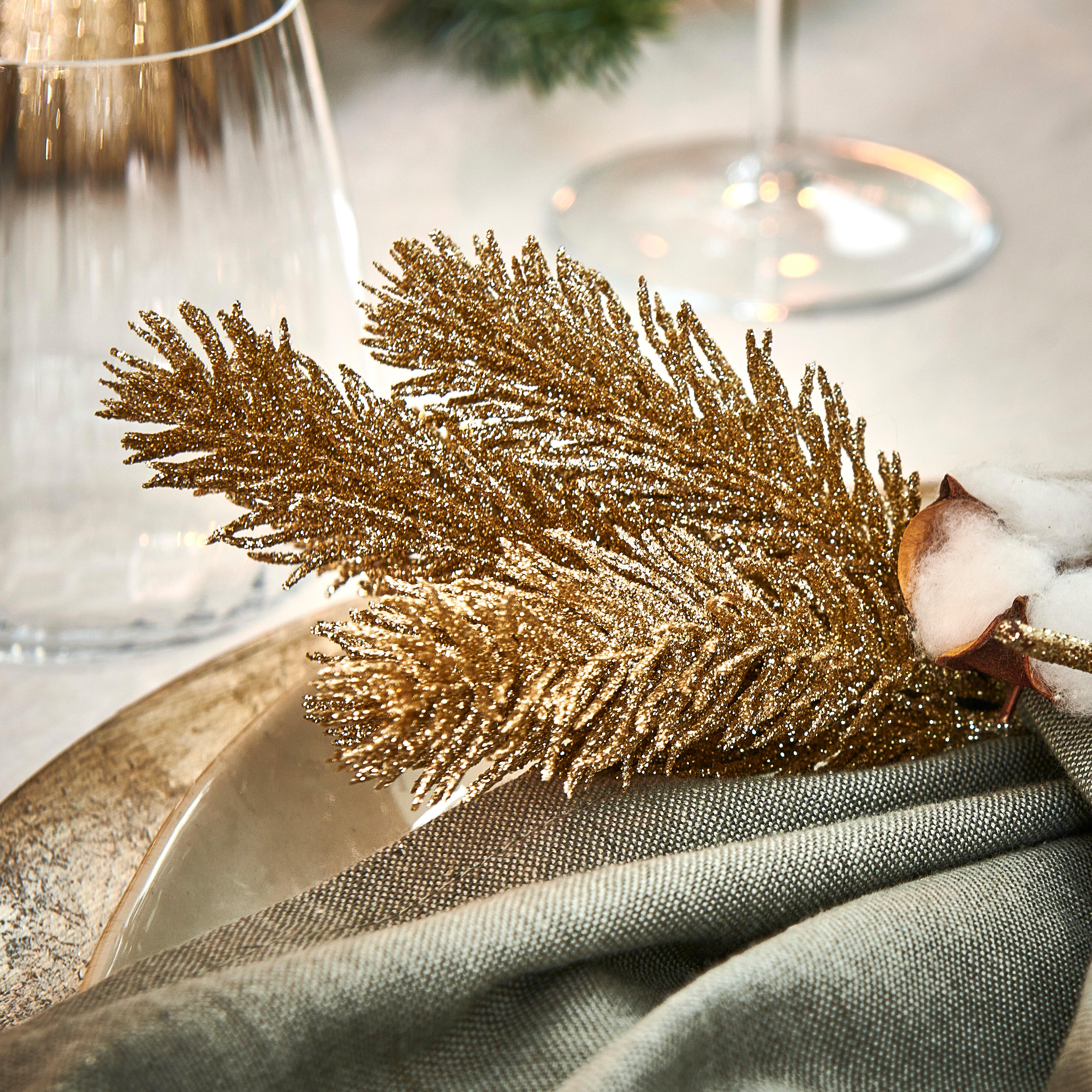 GOLD PINE Decoratieve tajk set van 3 goudL 25 cm