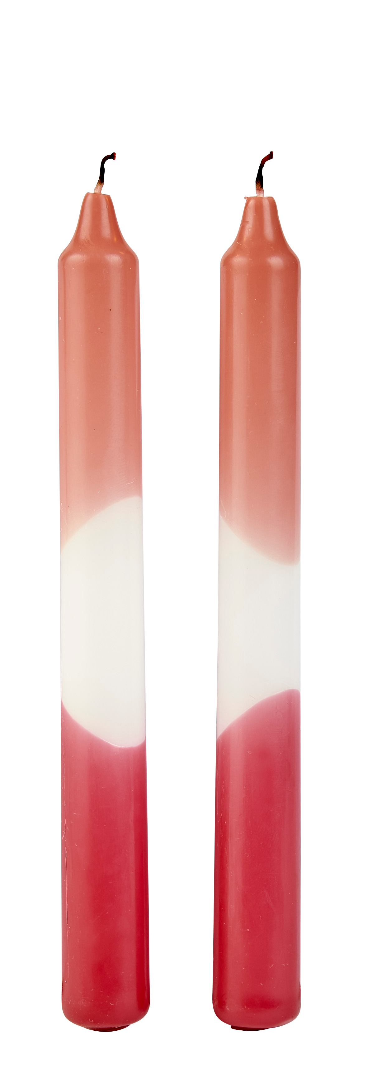 TWO Kaarsen set van 2 wit, rood, multicolor, oud rozeH 20 cm - Ø 2 cm