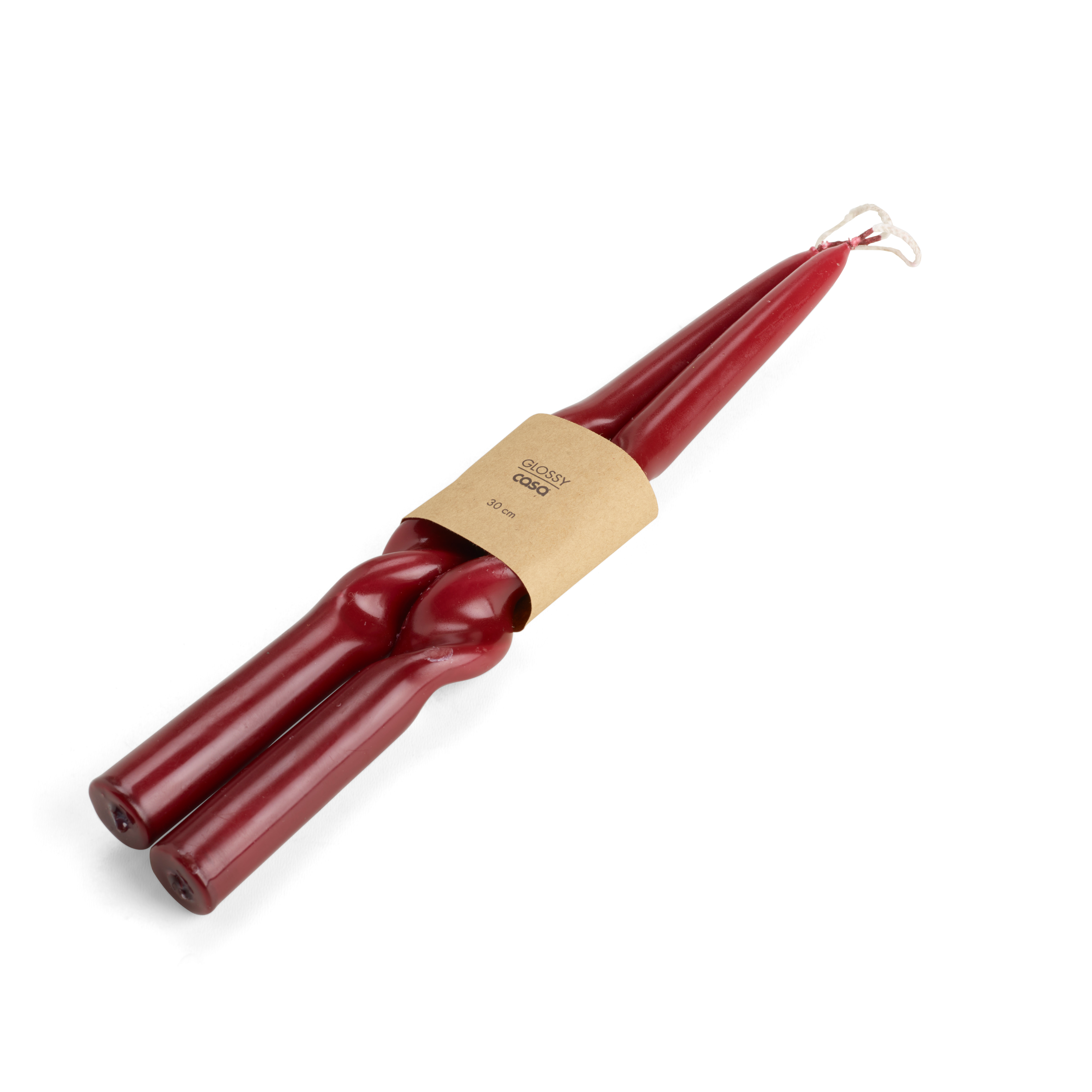 GLOSSY Kaars S/2 donkerroodH 30 cm