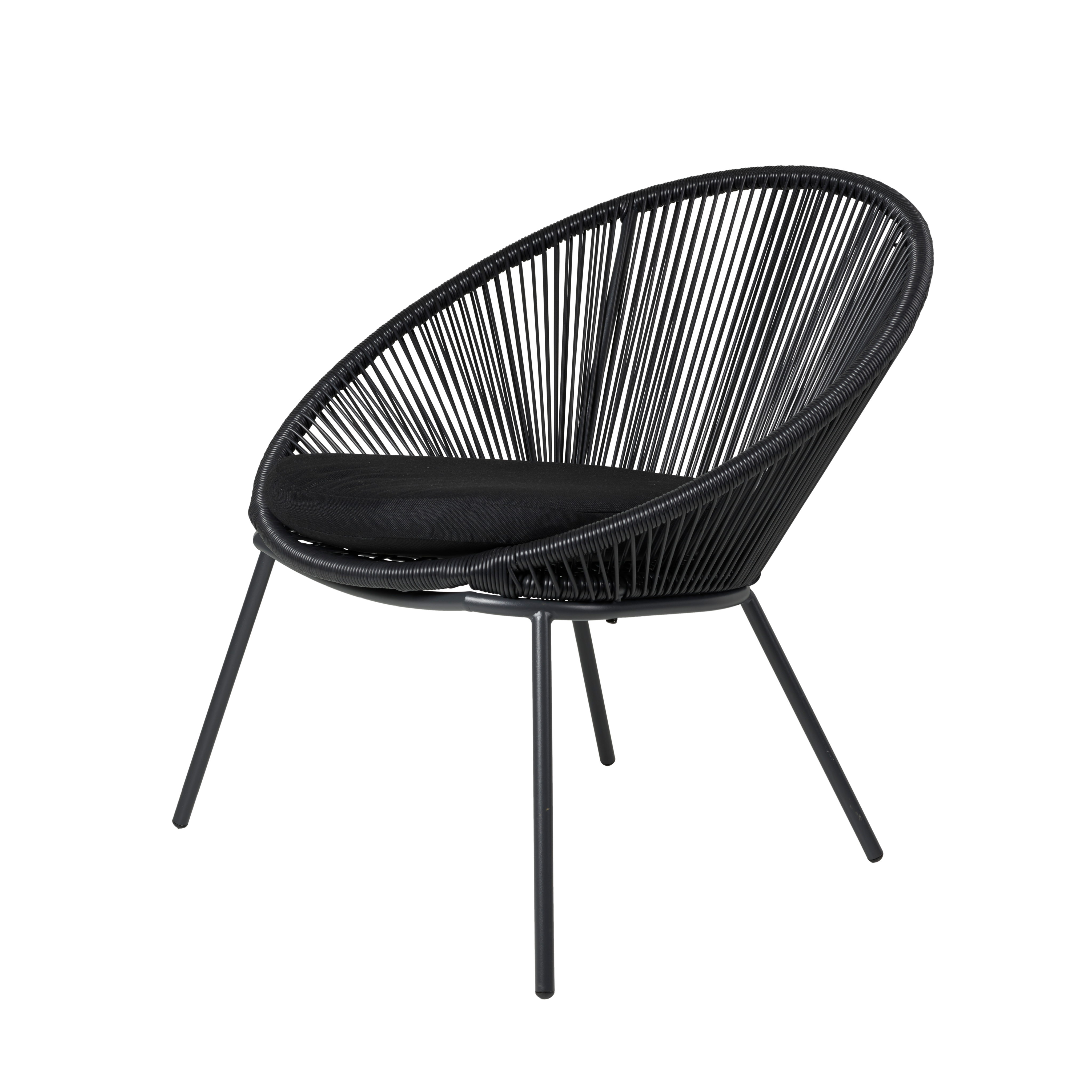 PAPAYO Lounge stoel zwartH 76 x B 78 x D 68 cm - CASA