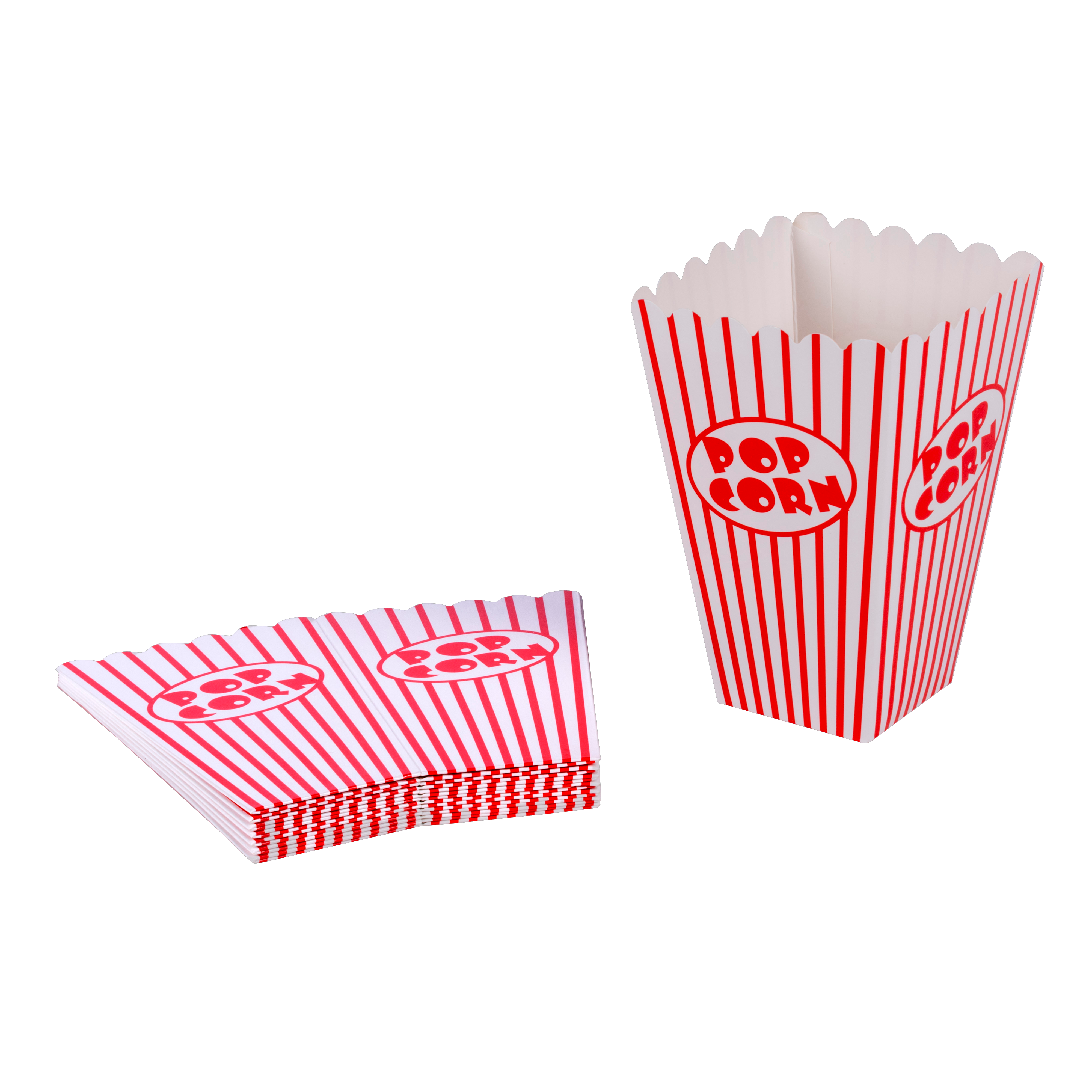 CINEMA Popcorn beker set van 8 wit, roodH 16 x B 10 x D 10 cm - CASA