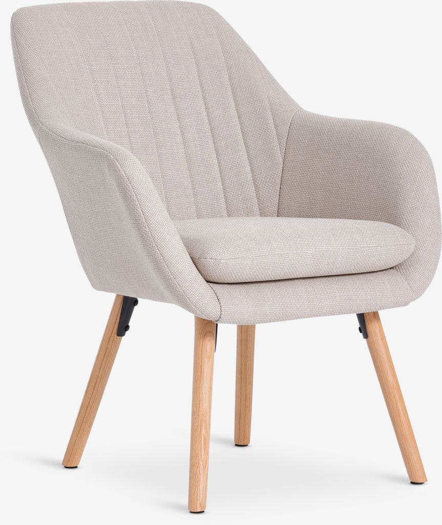 Armchair UDSBJERG beige fabric/oak - CASA