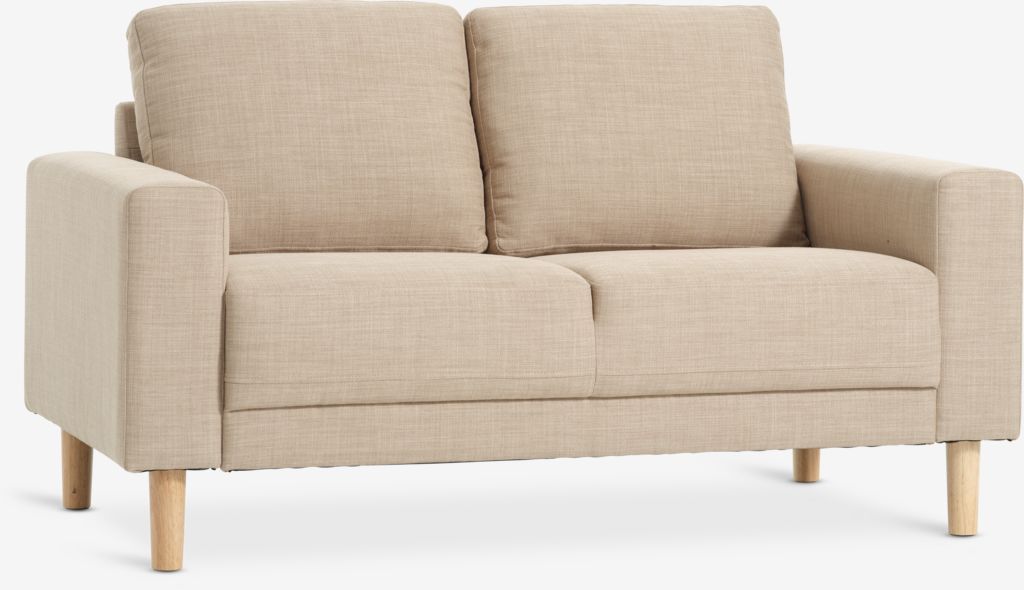 Sofa EGENSE 2 seater sand fabric/oak colour - CASA
