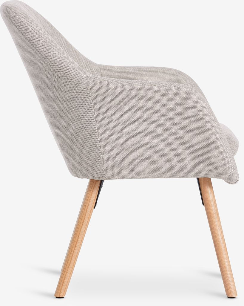 Armchair UDSBJERG beige fabric/oak - CASA