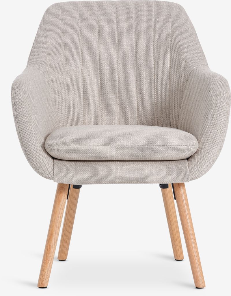 Armchair UDSBJERG beige fabric/oak - CASA