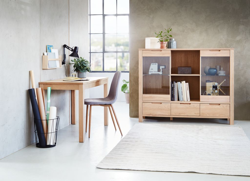 Dining chair JONSTRUP grey fabric/oak colour