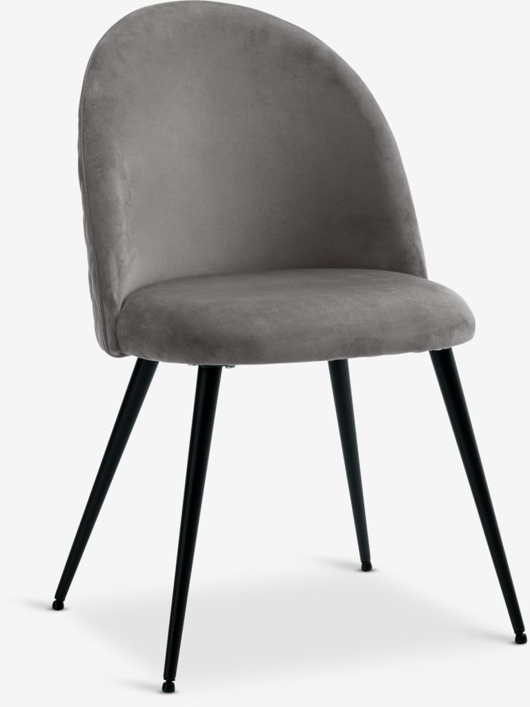 Dining chair KOKKEDAL velvet grey/black