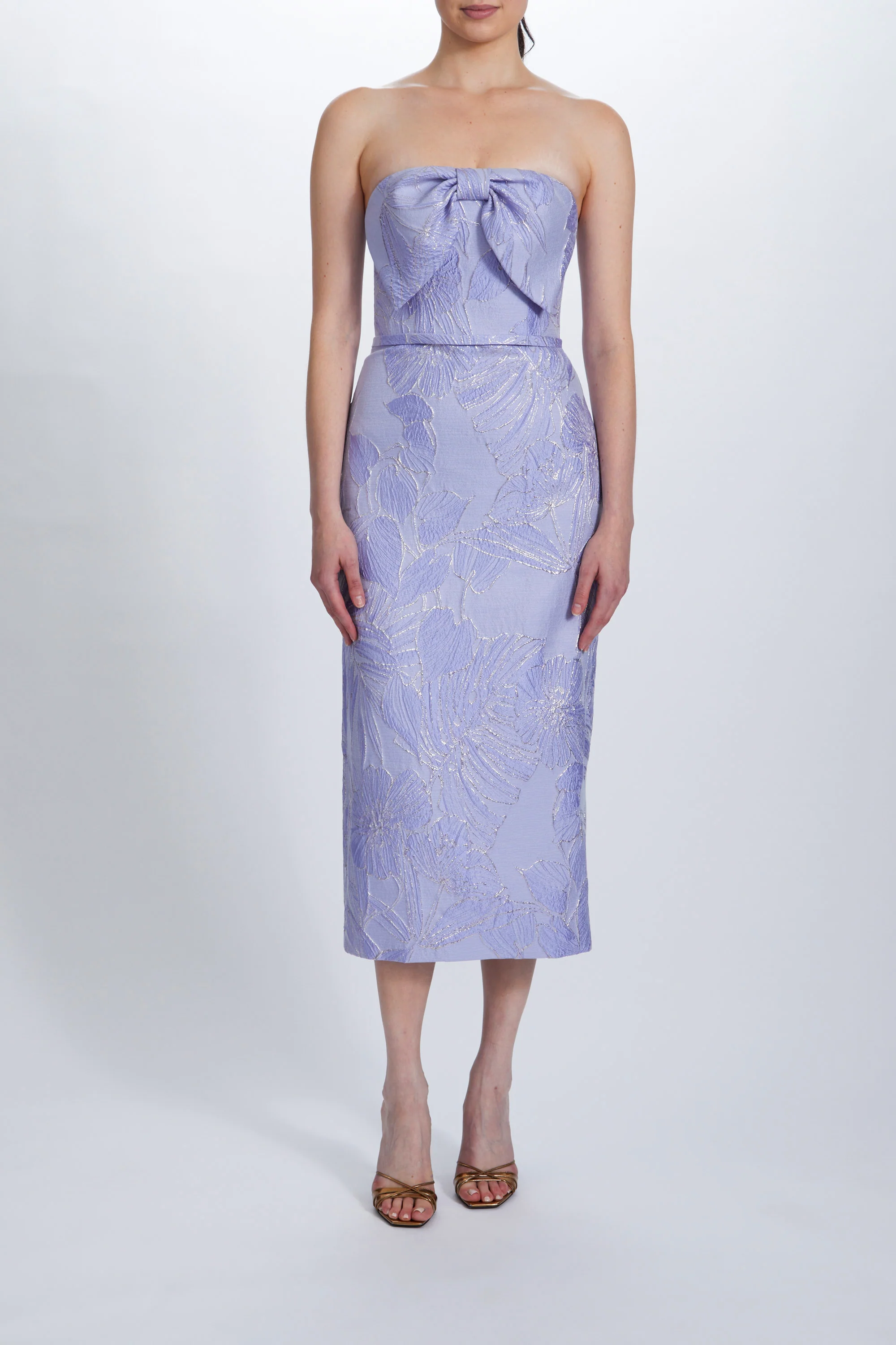 Floral Jacquard Tea-Length Dress