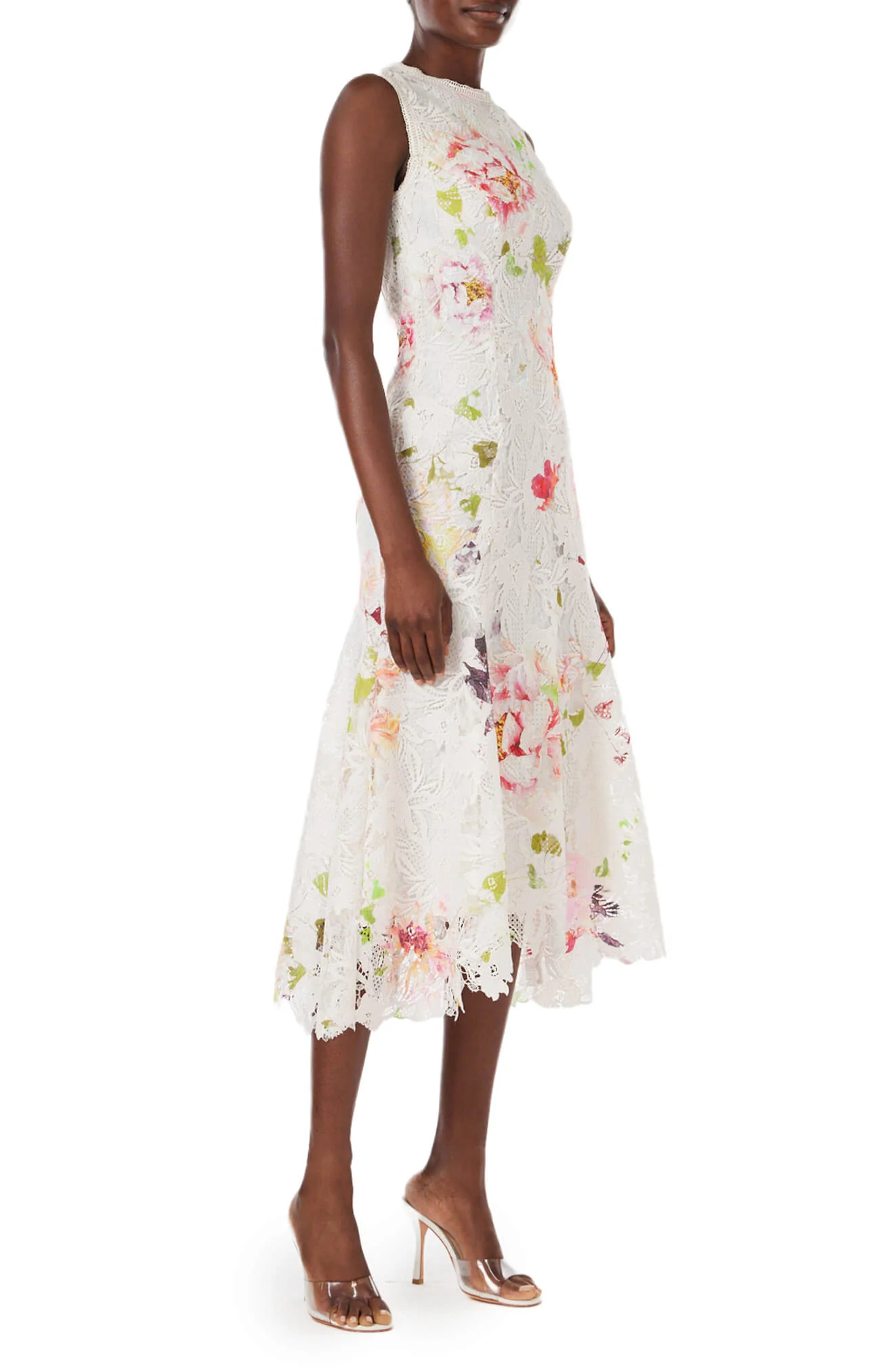 Floral Printed Lace Midi Dress