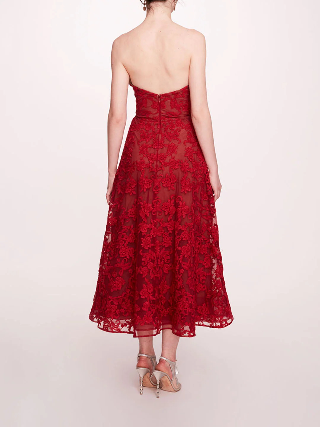 Strapless Corded Midi Dress